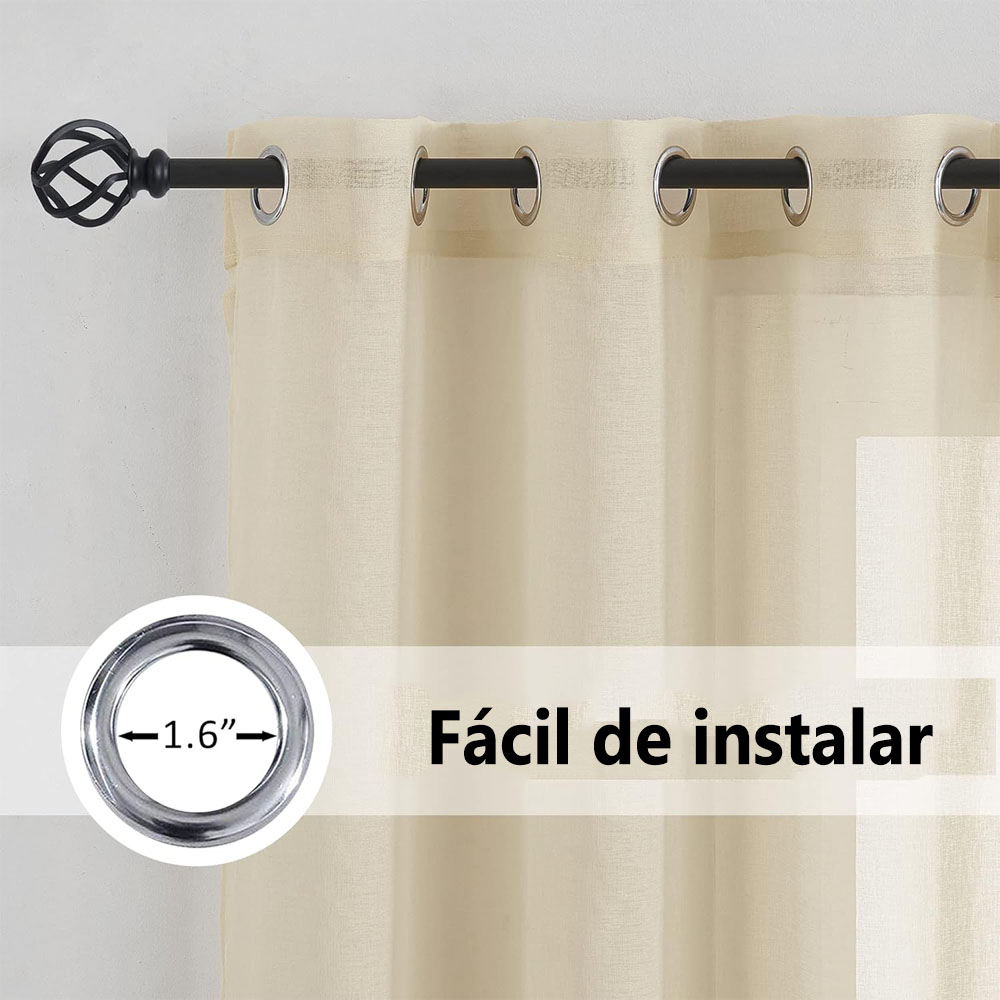 Foto 2 | Cortinas Translúcidas 2 Paneles 140x220 Cm Color Beige | Luz Natural Y Estilo Moderno Kyuden Home