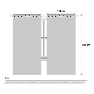 Foto 2 | Cortinas Para Ventana 264x137cm Eo Safe Imports Esi-20449 Beige