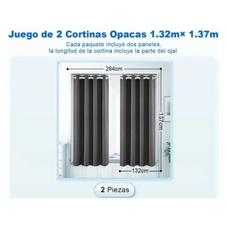Foto 2 | Cortinas Para Ventana 264x137cm Eo Safe Imports Esi-20450 Gris