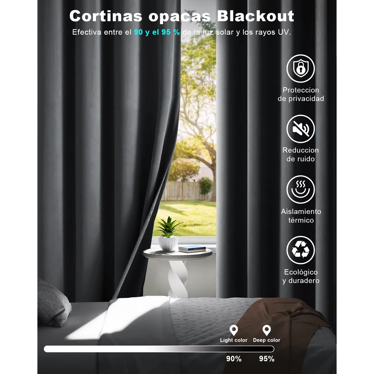 Foto 4 pulgar | Cortinas Para Ventana 264x137cm Eo Safe Imports Esi-20450 Gris