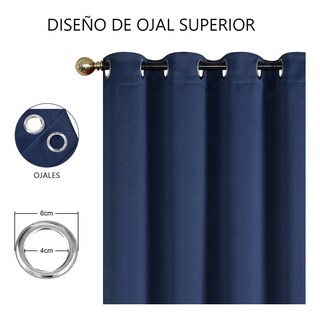 Foto 2 | Set 2 Cortinas 140x220cm Eo Safe Imports Esi-20443 Azul