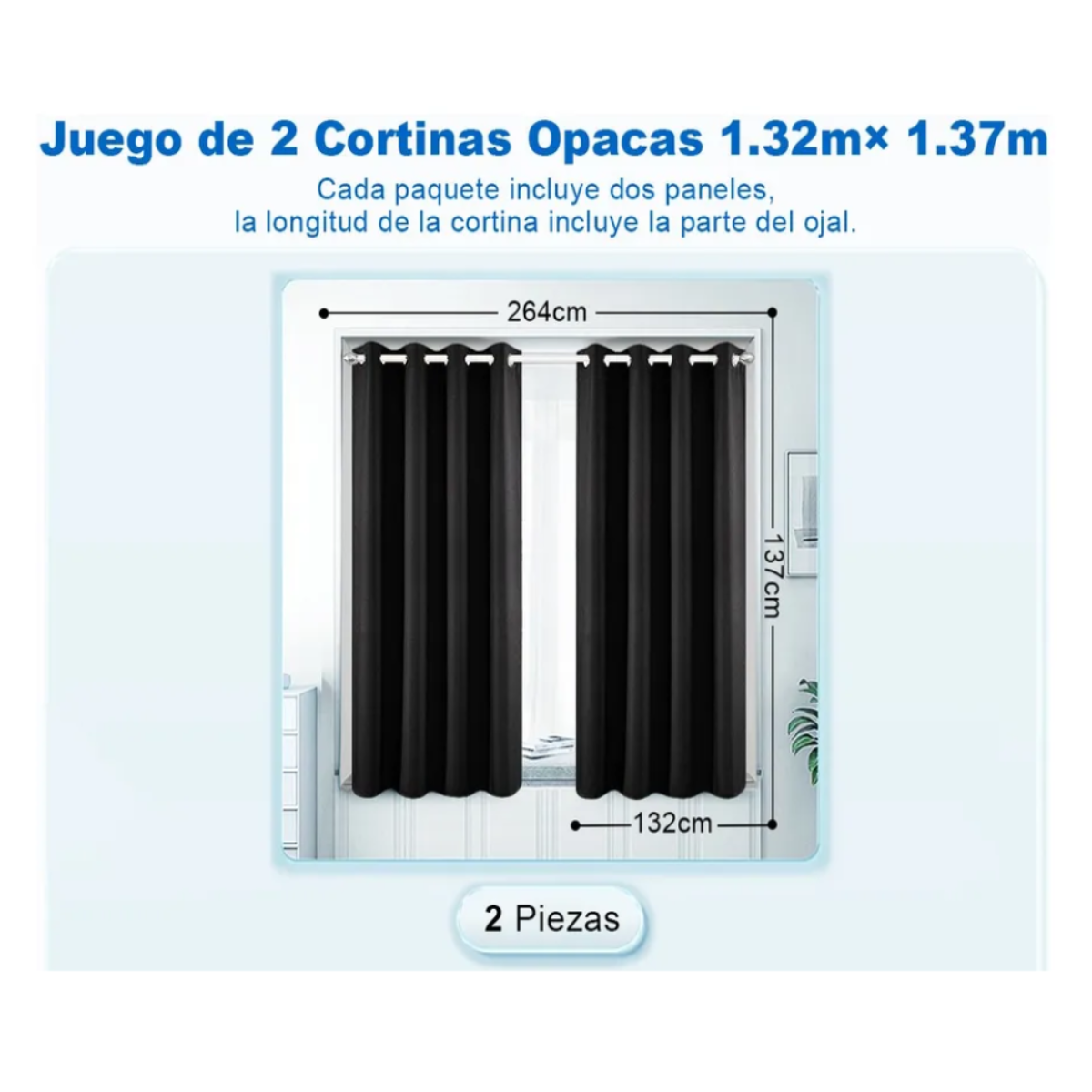 Foto 4 pulgar | Cortinas Para Ventana 264x137cm Eo Safe Imports Esi-20451 Negro