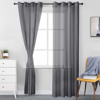 Foto 2 | Cortinas Translúcidas 140 x 220 cm Gris
