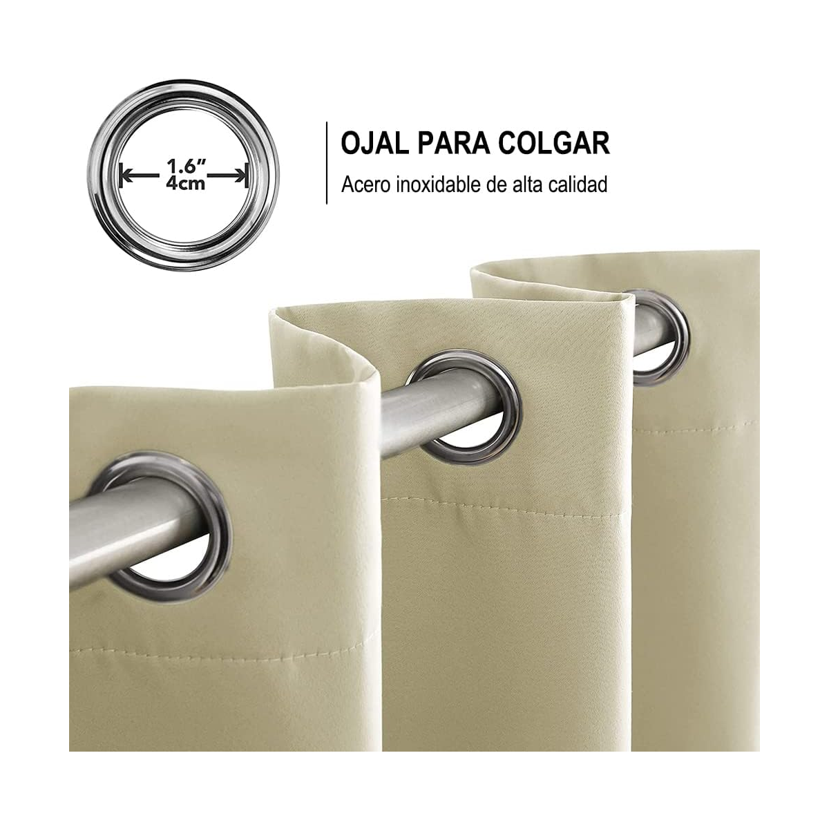 Foto 4 pulgar | Set 2 Cortinas 140x220cm Eo Safe Imports Esi-20444 Beige