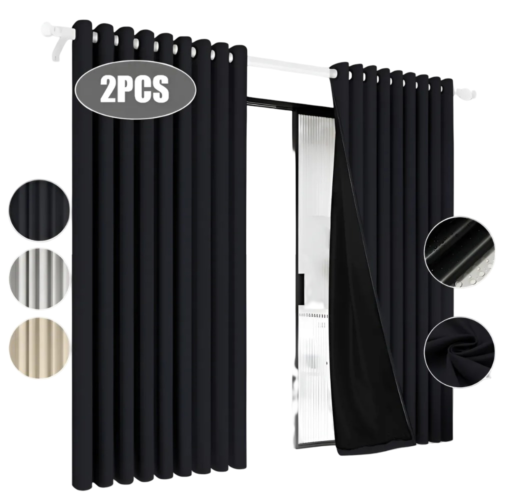 Foto 1 | 2 Panele Cortinas Blackout Para Ventana 264x214cm Habitacion Negro