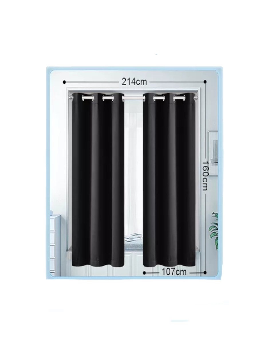 Foto 5 pulgar | Cortinas Blackout Color Negro + Termo De Agua Güish