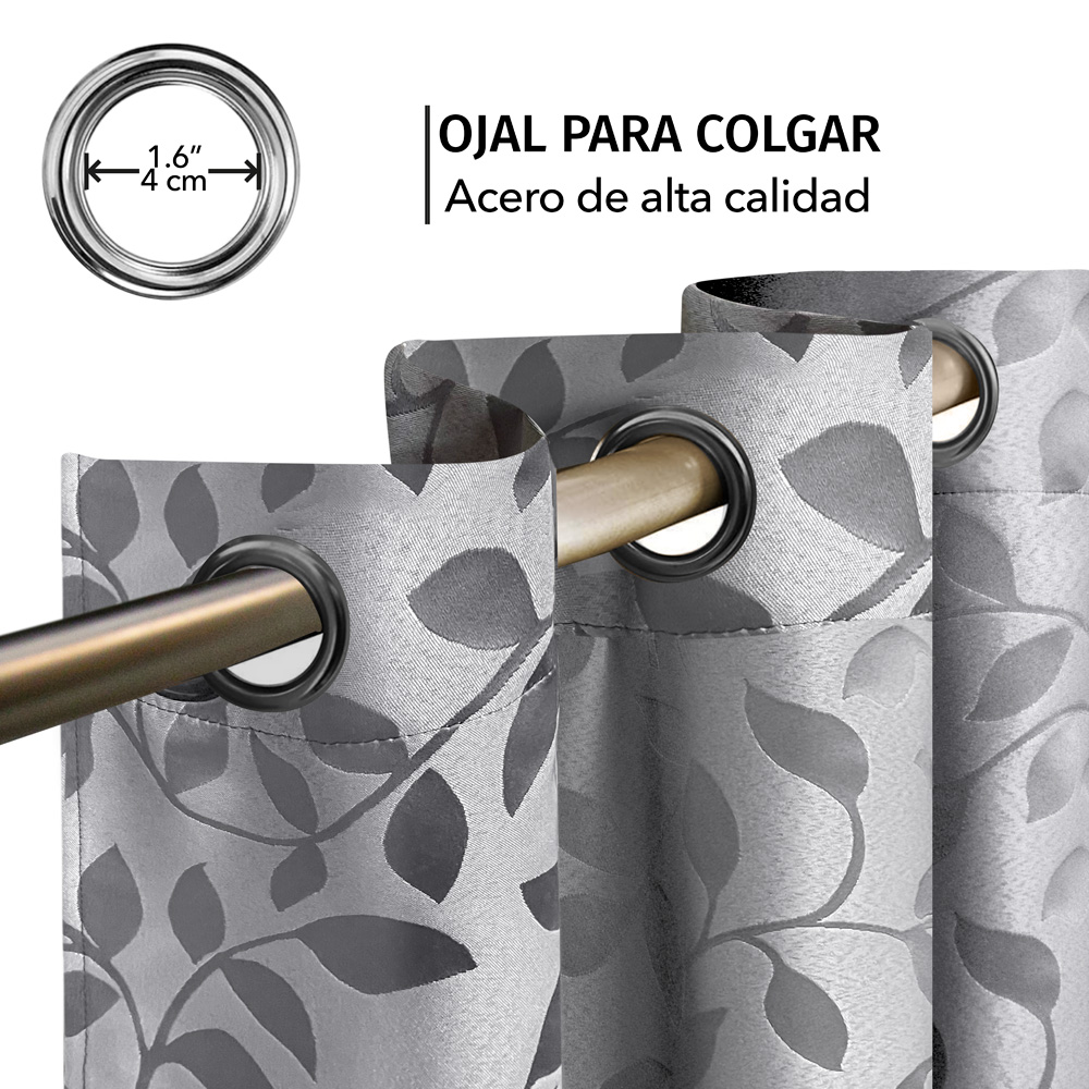 Foto 6 pulgar | Cortinas Elefantito Hogar Jacquard 2 Paneles Grises de 1.45 X 2.15 m C/U