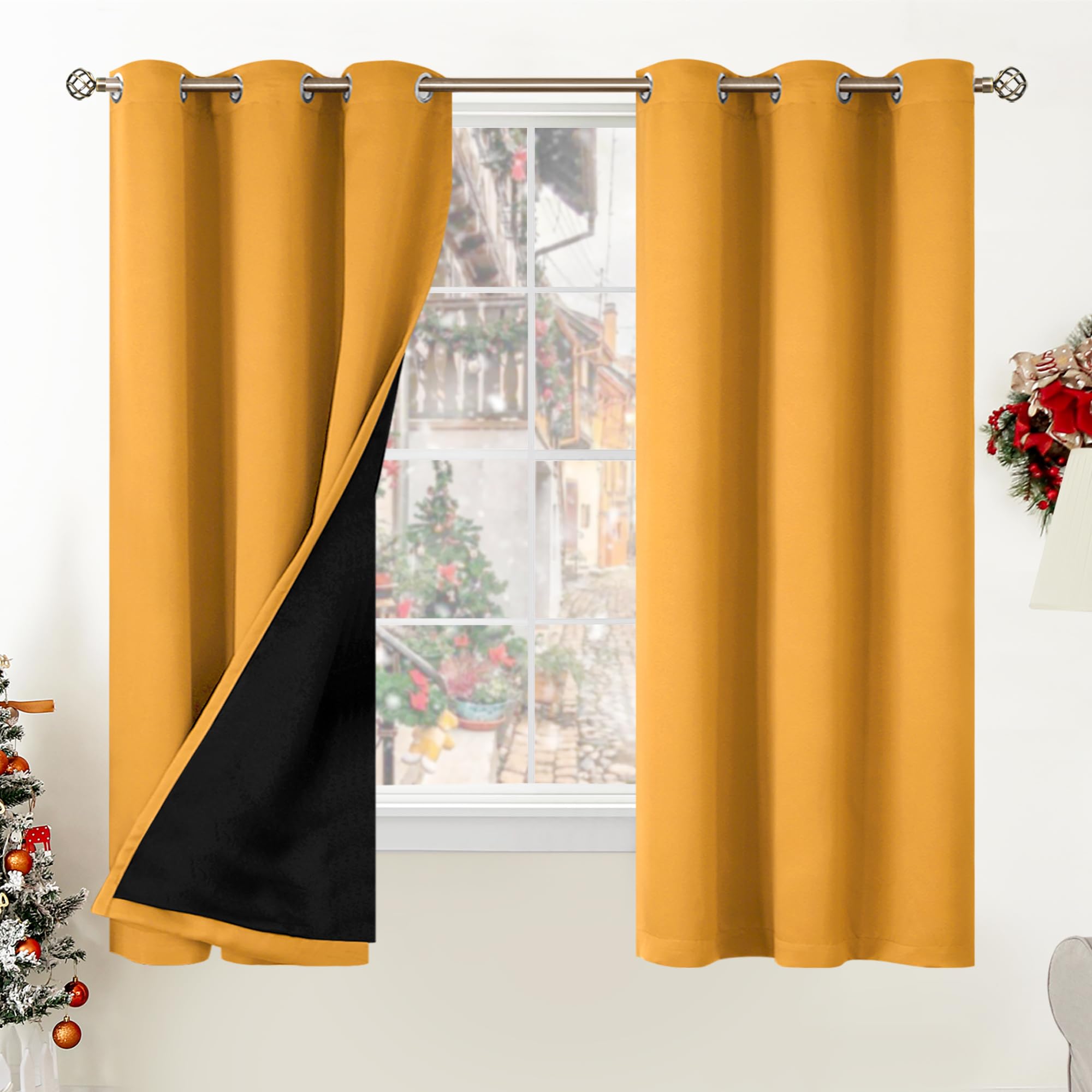 Cortinas Bgment Con Aislamiento Térmico, 100% Opacas, 42 X 160 Cm, Color Musgo - Venta Internacional.