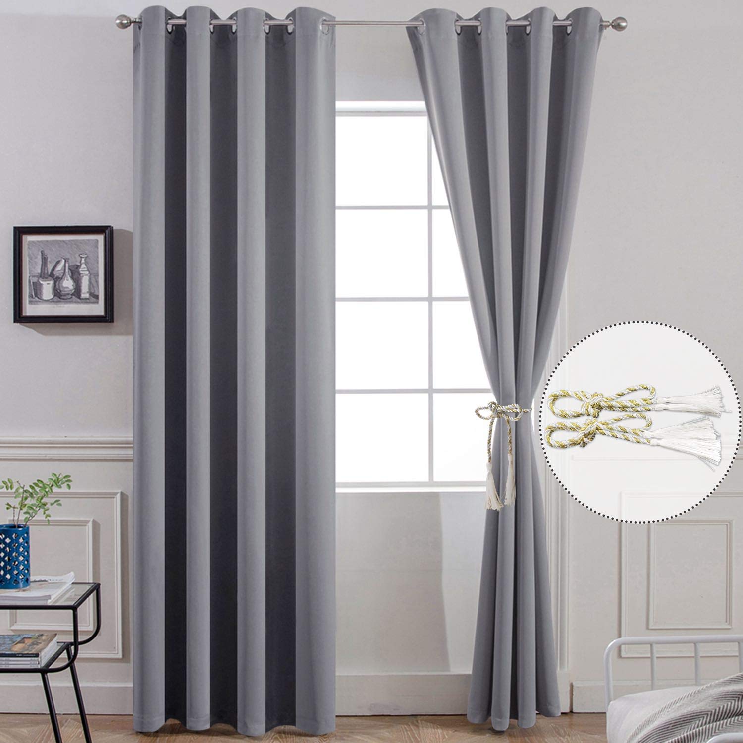 Foto 3 pulgar | Cortinas Opacas Yakamok Con Aislamiento Térmico, Color Gris, 132 X 213 Cm - Venta Internacional.