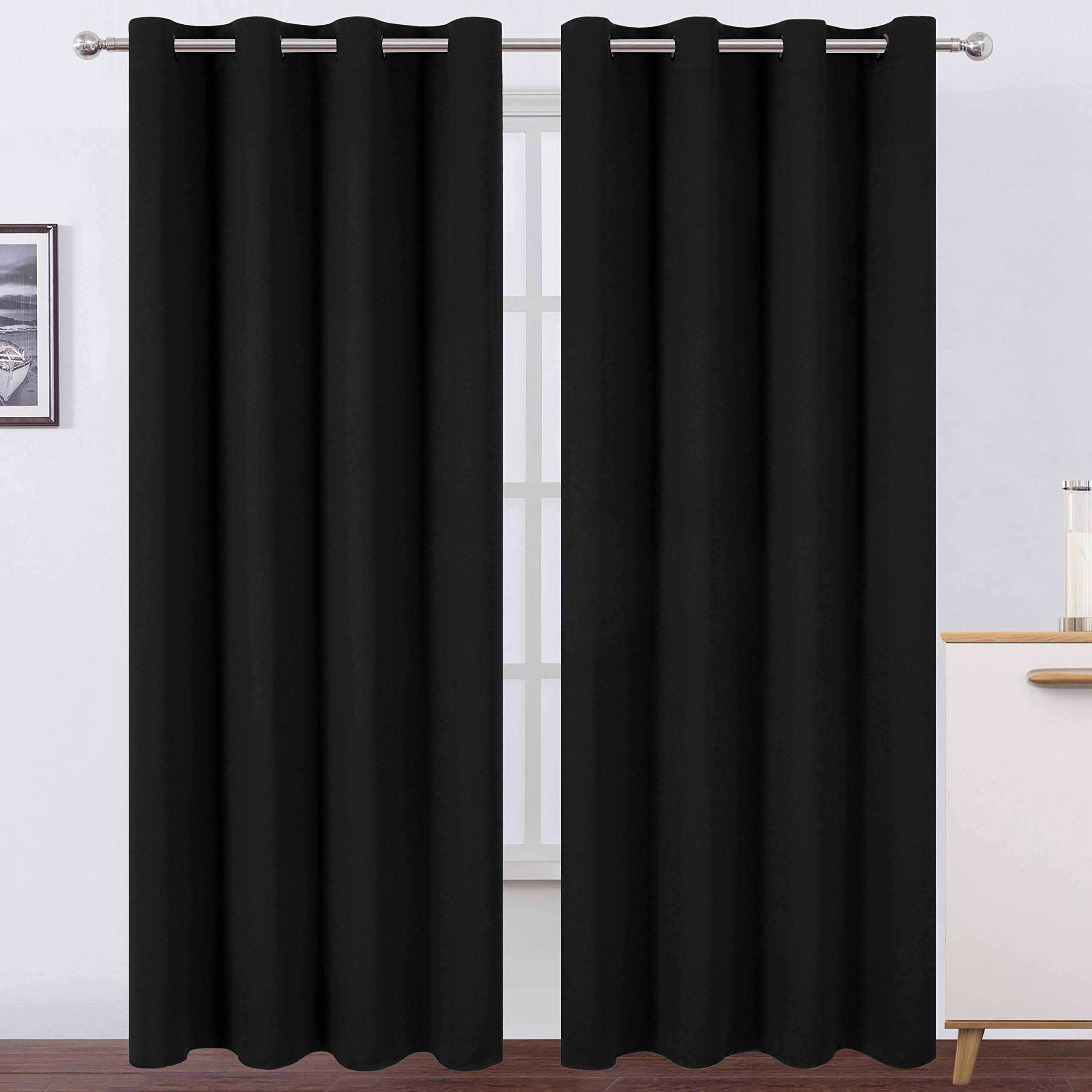 Foto 2 pulgar | Cortinas Opacas Lemomo, Color Negro, 132 X 213 Cm, 2 Paneles, Poliéster - Venta Internacional.