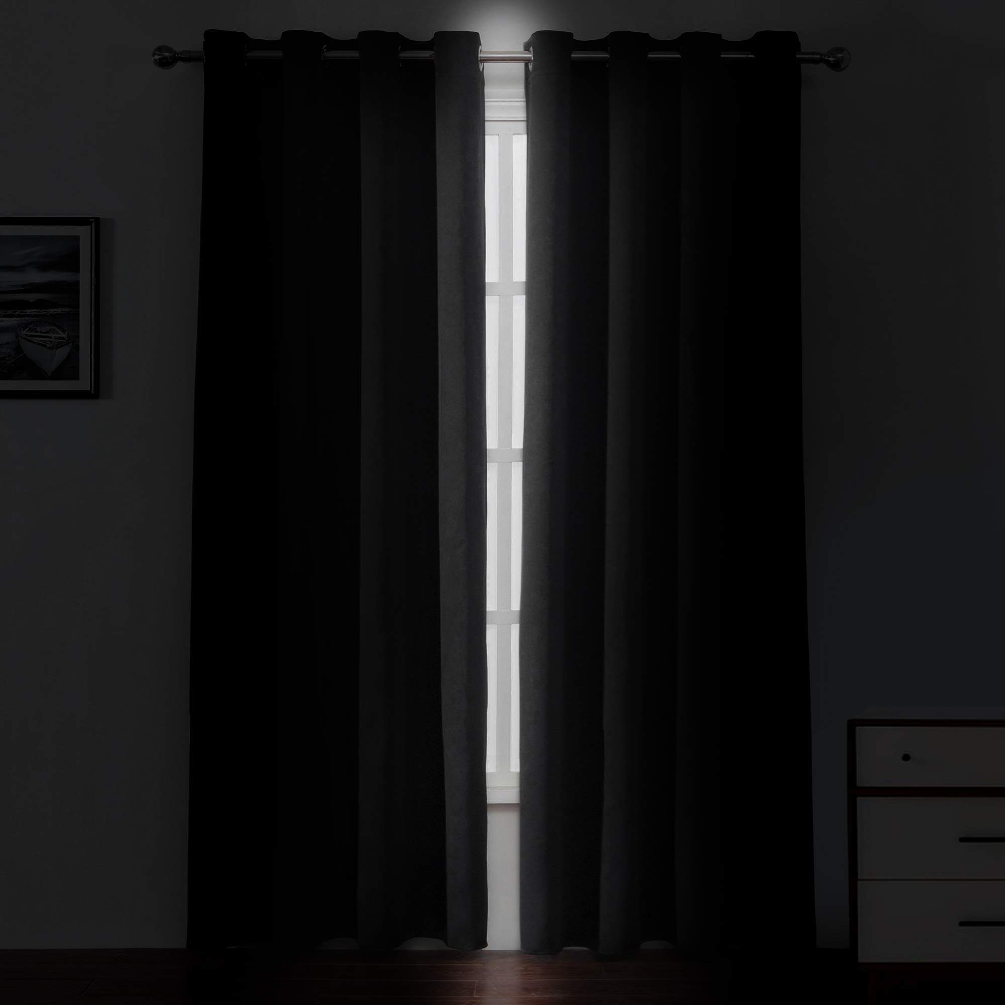 Foto 4 pulgar | Cortinas Opacas Lemomo, Color Negro, 132 X 213 Cm, 2 Paneles, Poliéster - Venta Internacional.