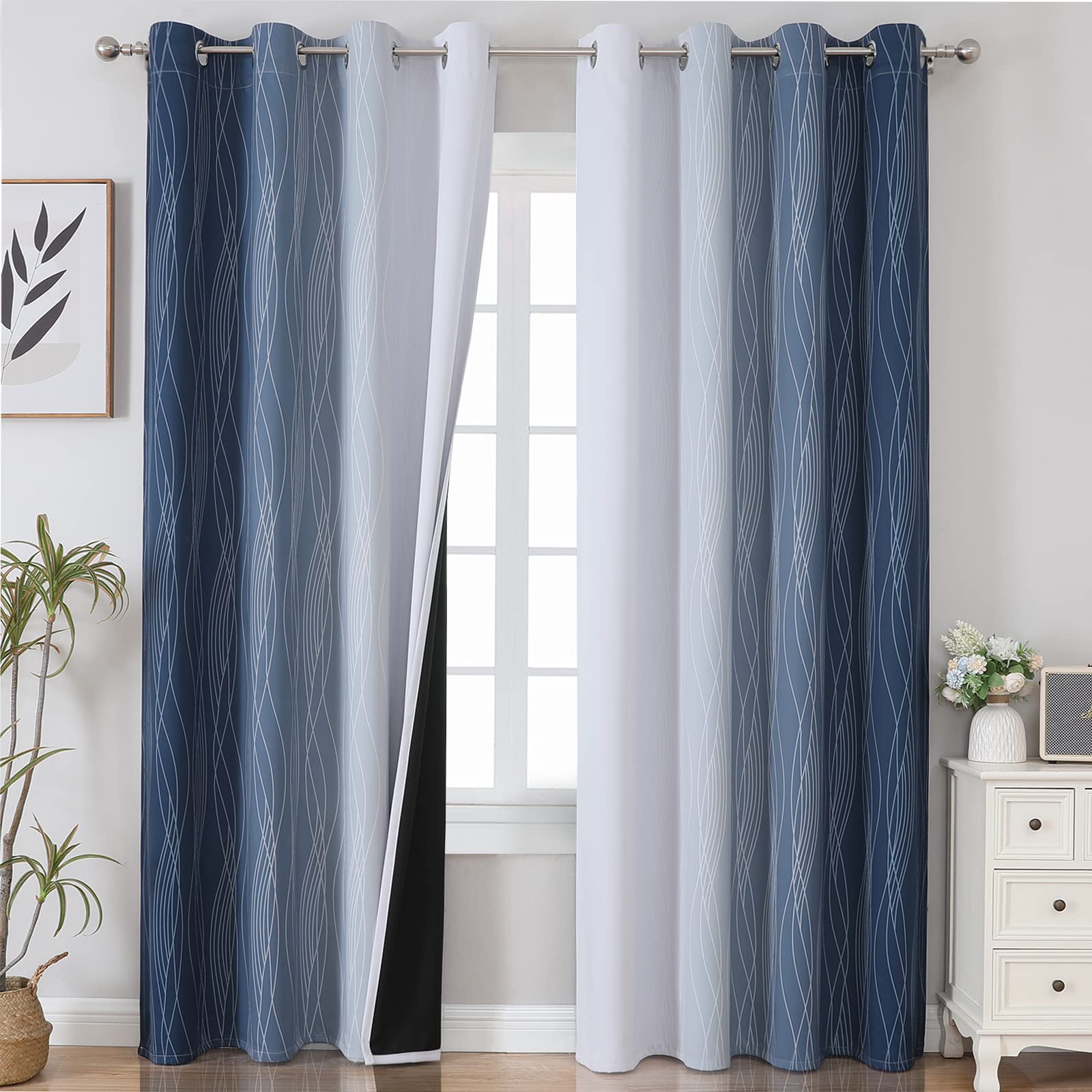 Foto 2 pulgar | Cortinas Estelar Textiler Azul Marino-Blanco Gris 213 X 213 Cm  - Venta Internacional