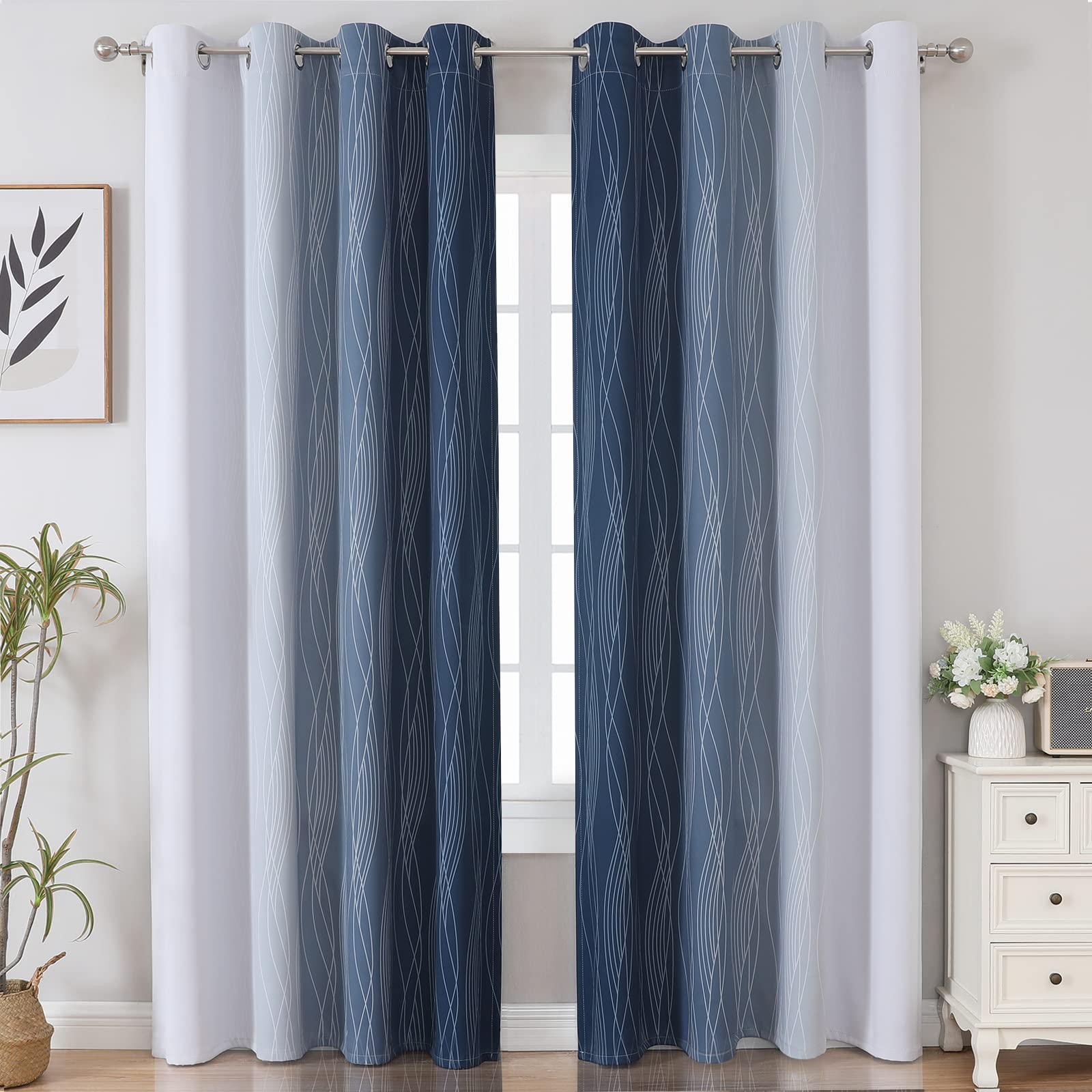 Foto 3 pulgar | Cortinas Estelar Textiler Azul Marino-Blanco Gris 213 X 213 Cm  - Venta Internacional