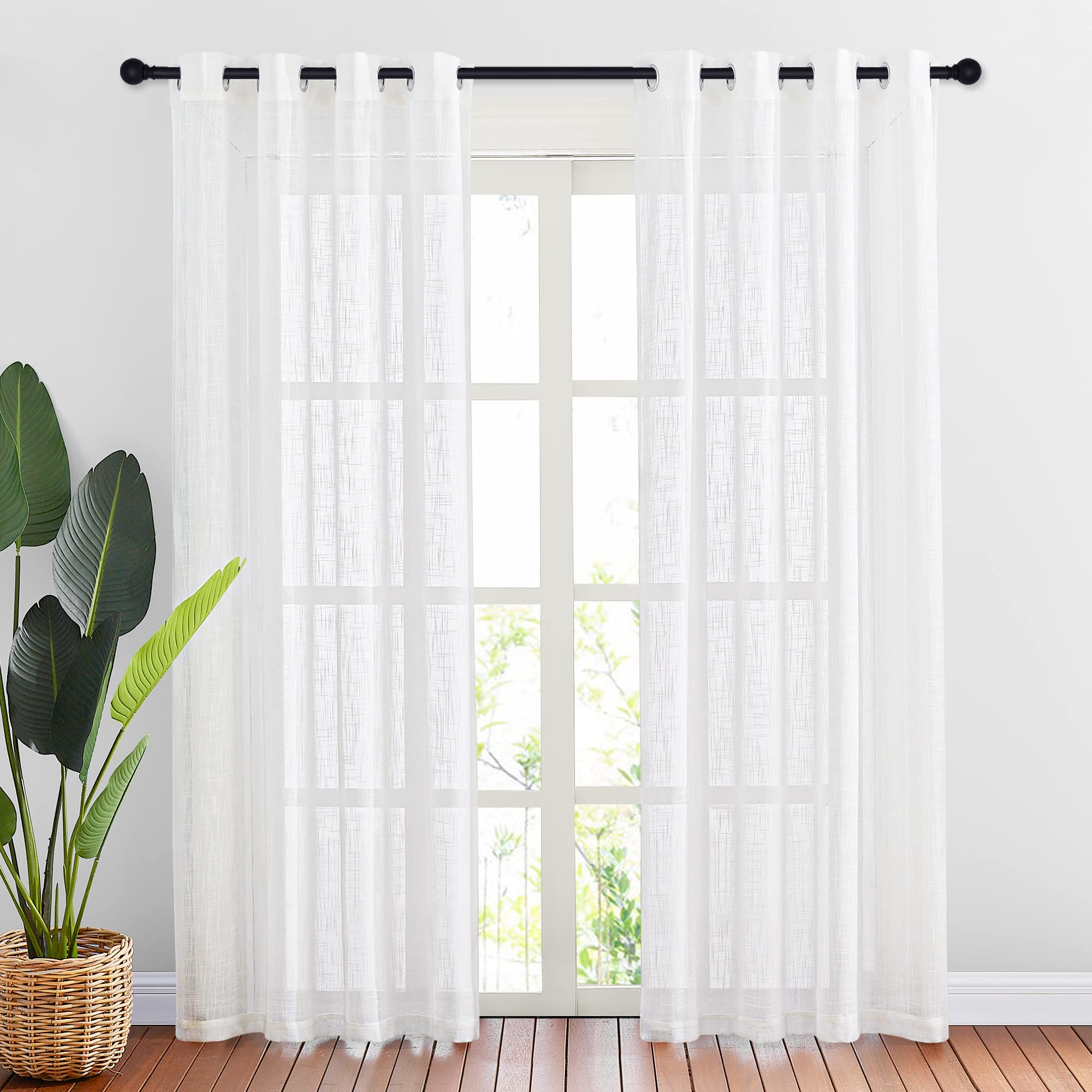 Cortinas Nicetown de Lino Transparente Blanco 213 X 132 cm Para Ventanas - Venta Internacional