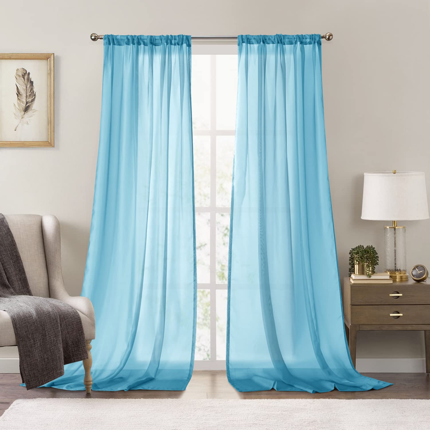 Cortinas Transparentes Dreaming Casa Azul Claro 213 x 213 cm 2 Paneles - Venta Internacional