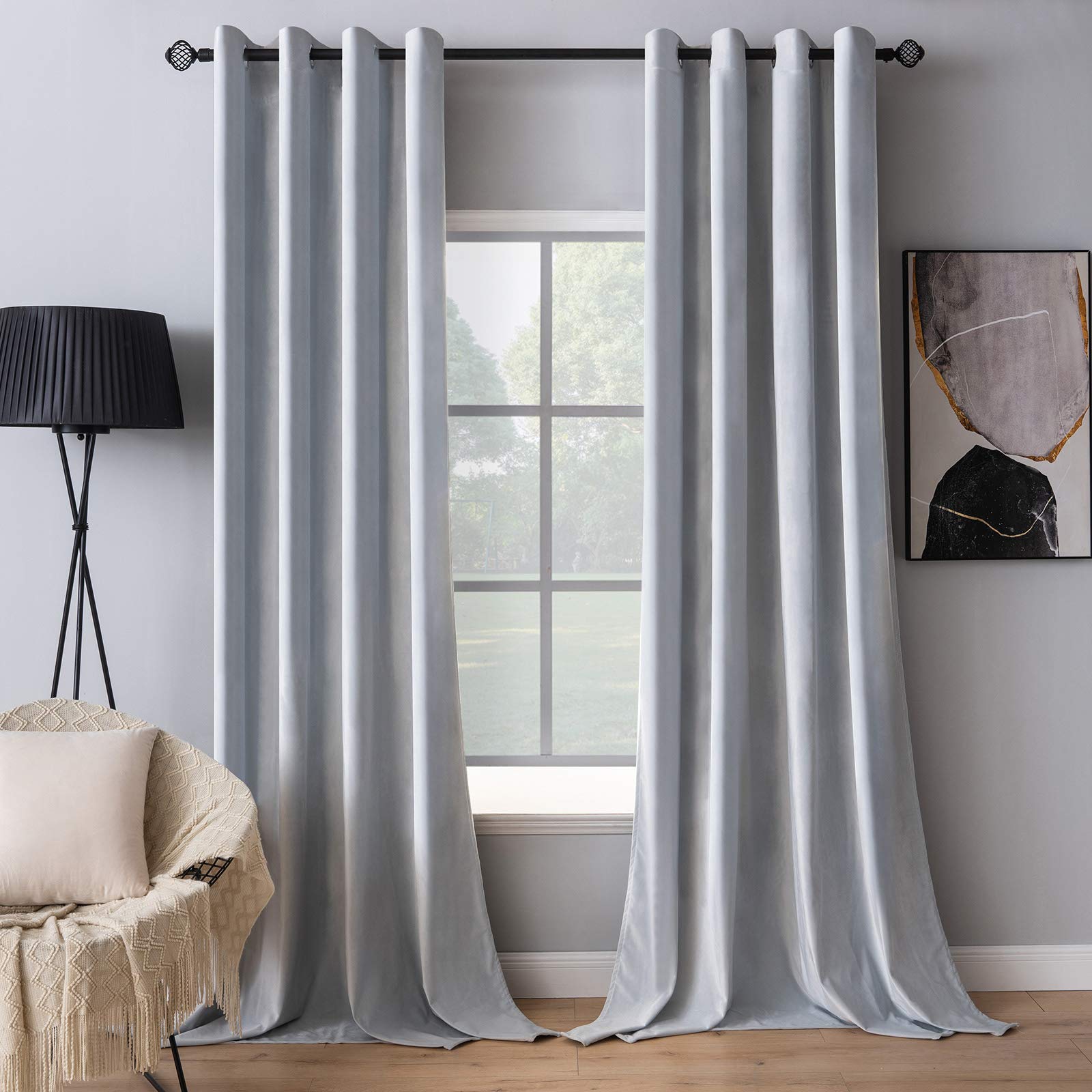 Foto 2 pulgar | Cortinas Miulee de Terciopelo Blanco Grisáceo 132 X 183 Cm - Venta Internacional