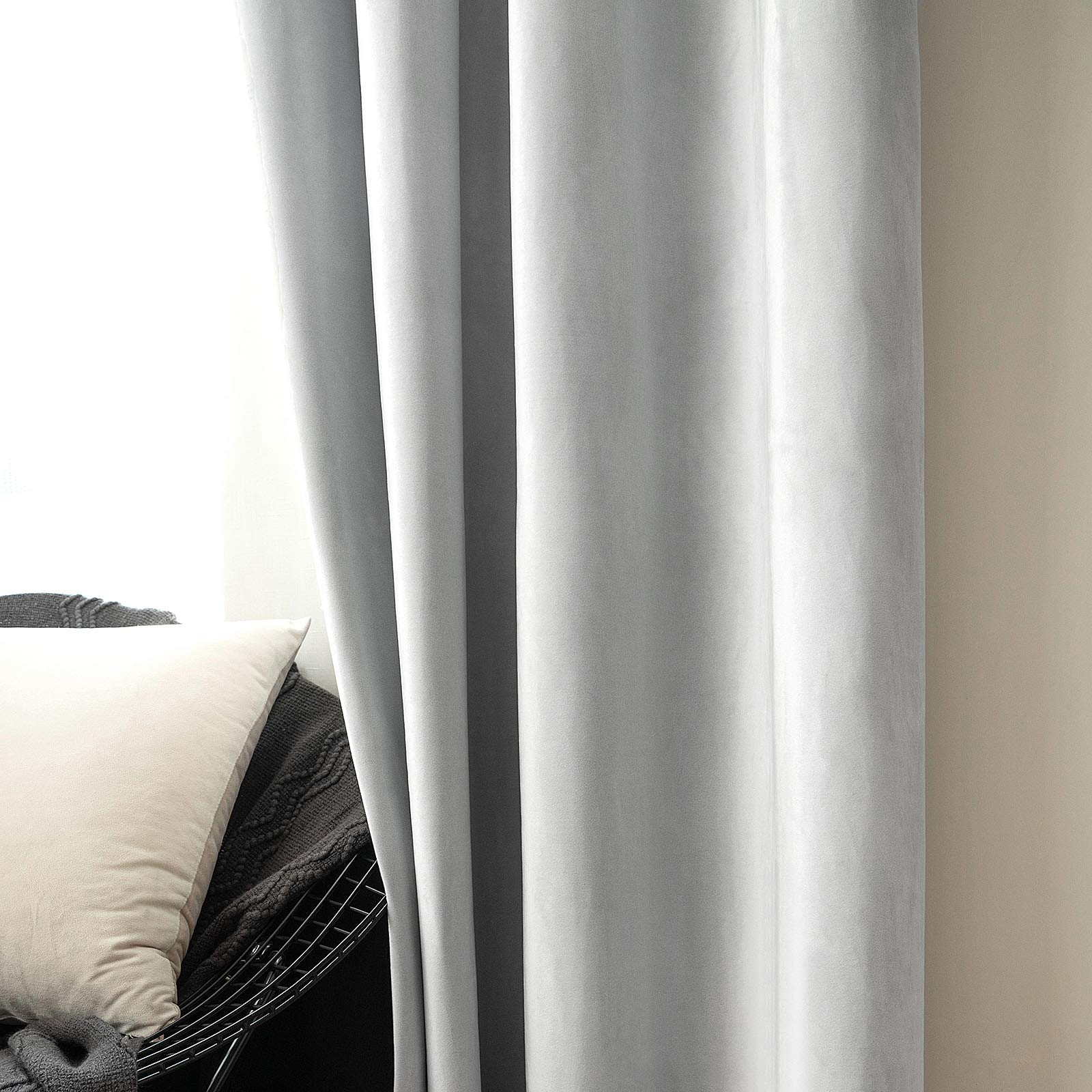 Foto 4 | Cortinas Miulee de Terciopelo Blanco Grisáceo 132 X 183 Cm - Venta Internacional