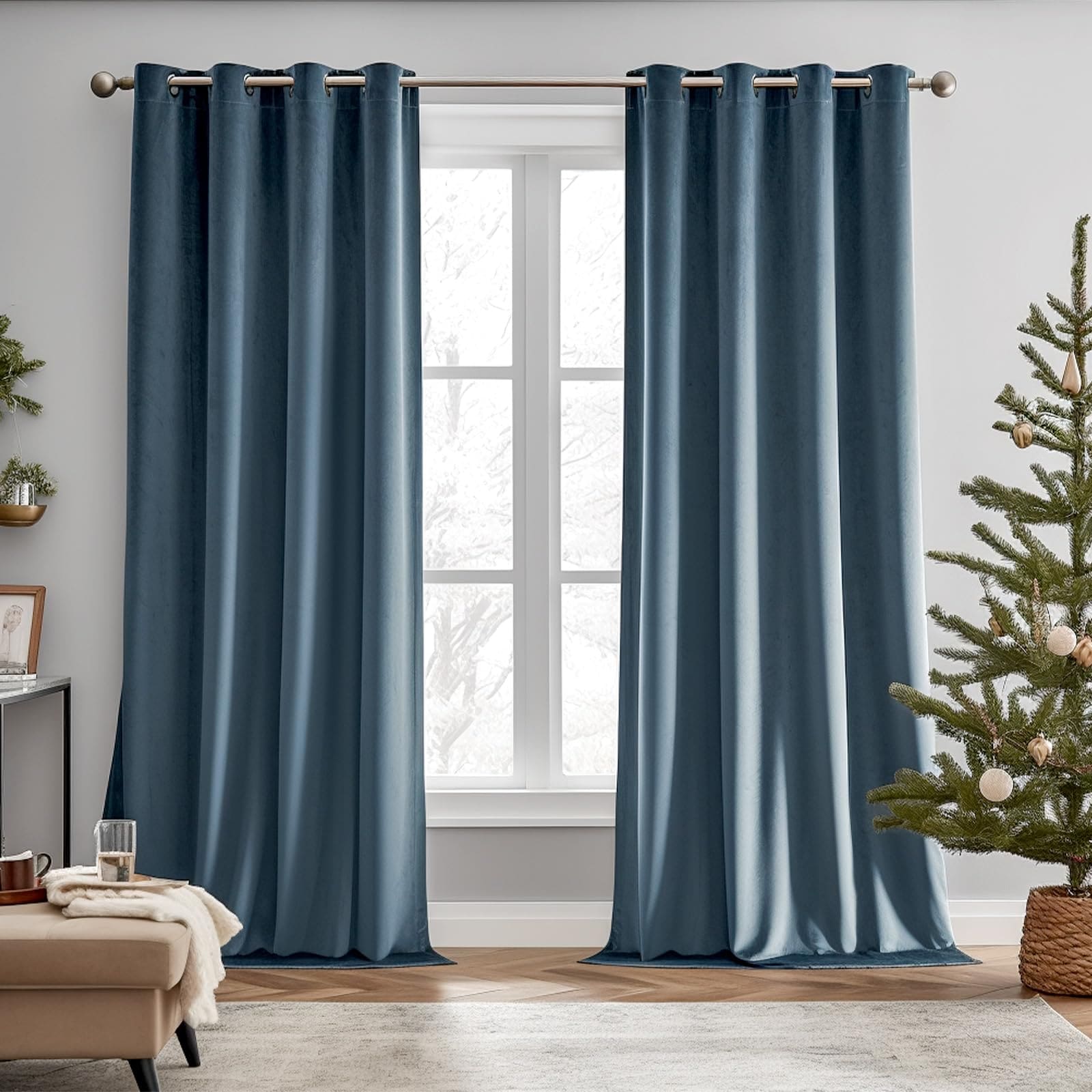 Cortinas Lazzzy Blackout de Terciopelo Azul 275 x 140 cm 2 Paneles - Venta Internacional $2,512