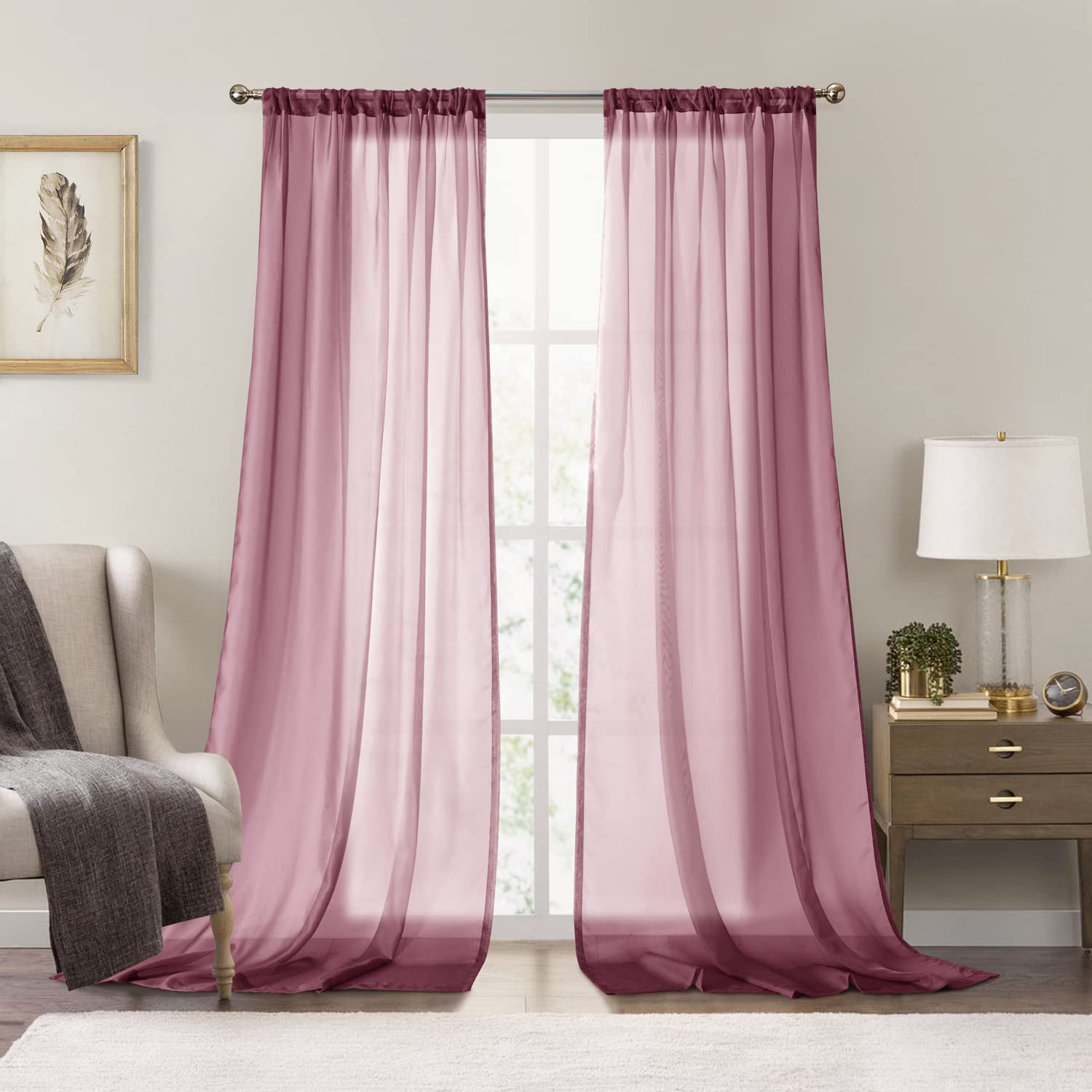 Cortinas Transparentes Dreaming color Rojo 274 Cm de Largo con Bolsillo para Barra 2 Unidades - Venta Internacional $2,419