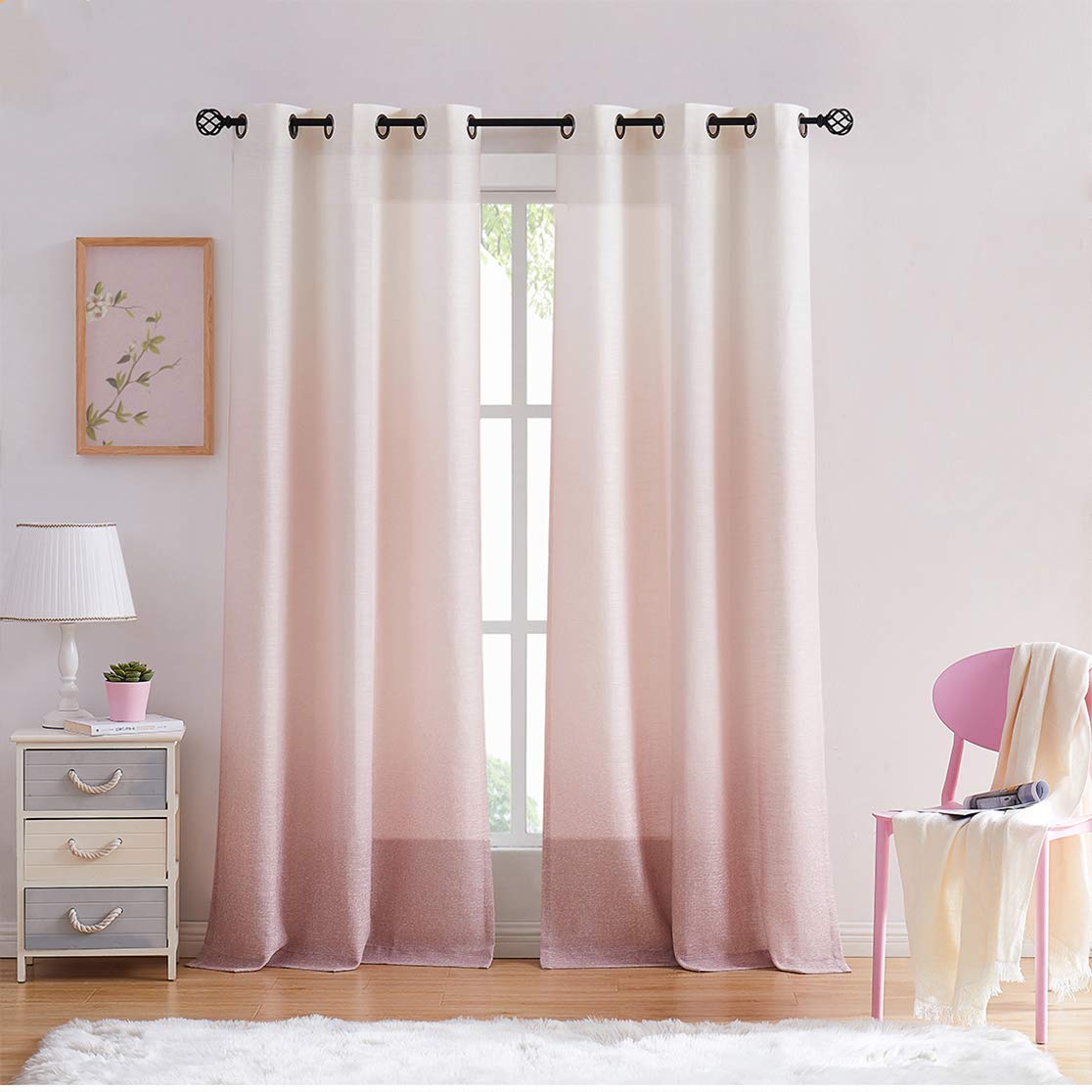Cortina De Ventana Central Park Ombre, Mezcla De Rayón, Textura De Lino - Venta Internacional. $1,459
