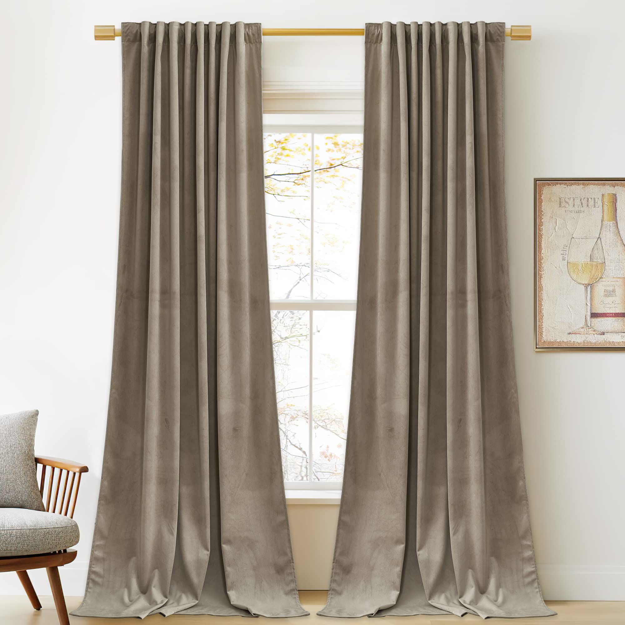 Foto 2 pulgar | Cortinas Stangh Velvet Camel Beige, 300 X 260 Cm, Extra Largas - Venta Internacional.