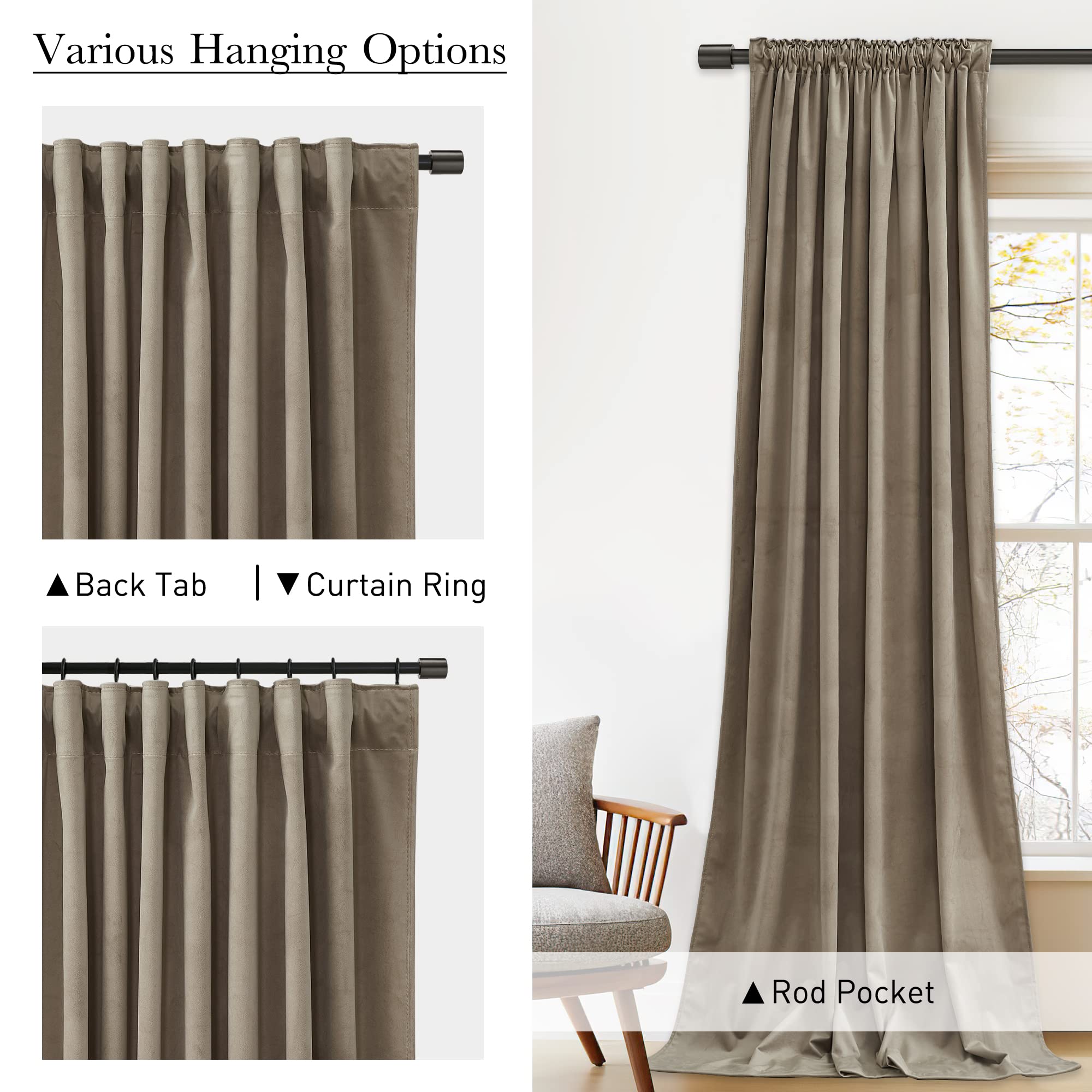 Foto 4 pulgar | Cortinas Stangh Velvet Camel Beige, 300 X 260 Cm, Extra Largas - Venta Internacional.