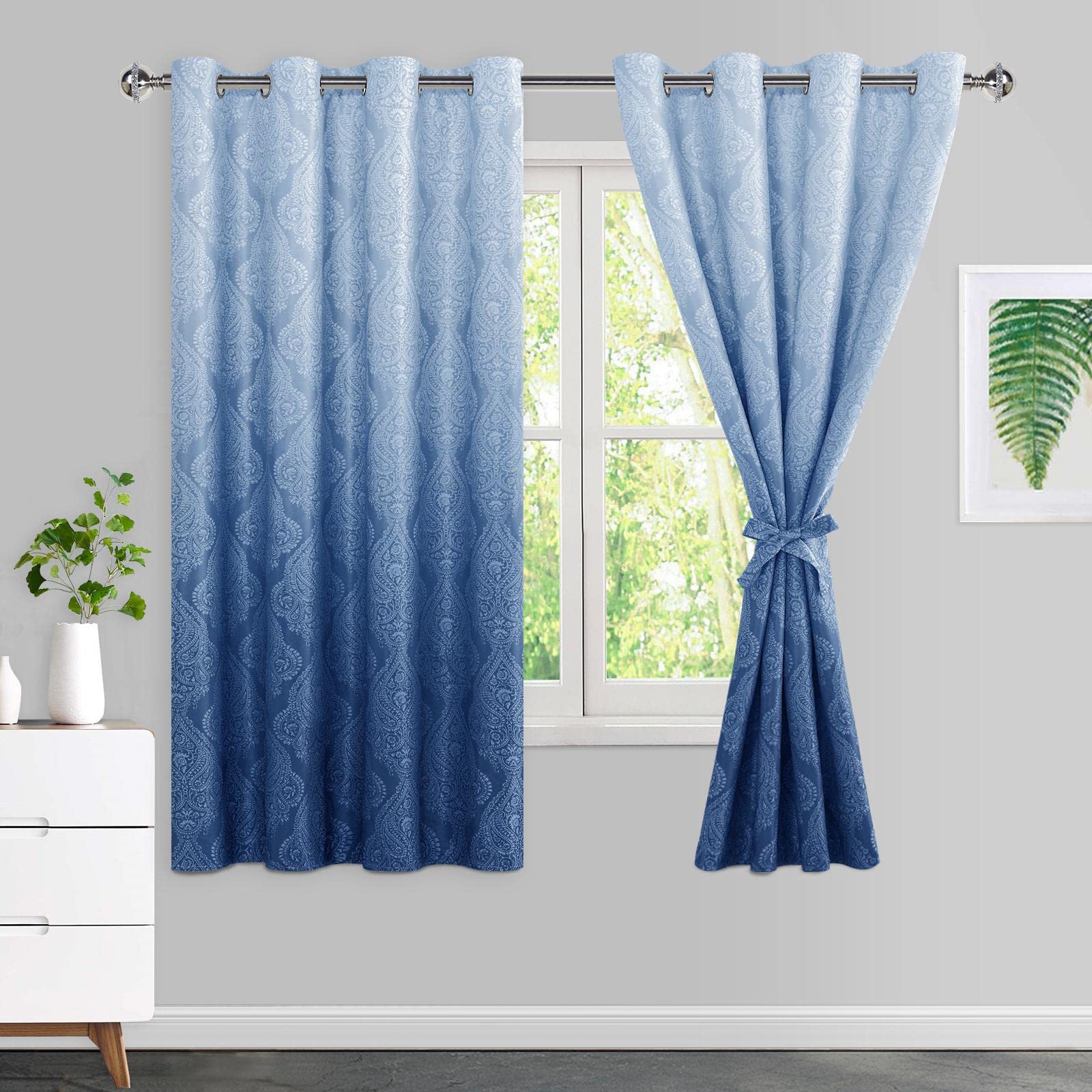 Cortinas Opacas Jiuzhen Con Estampado De Damasco Degradado, 160 X 160 Cm - Venta Internacional.