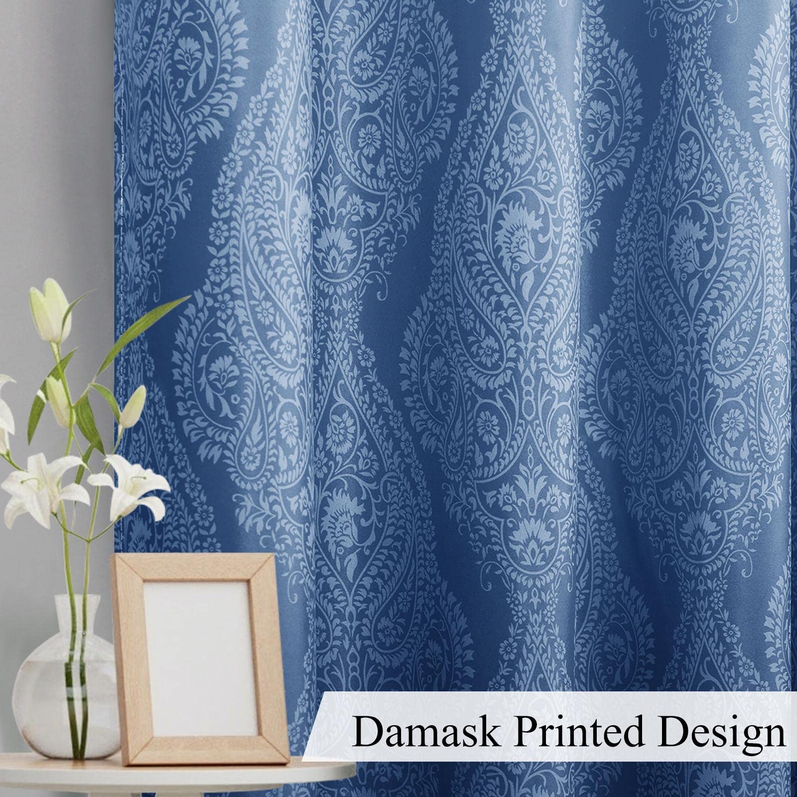 Foto 4 | Cortinas Opacas Jiuzhen Con Estampado De Damasco Degradado, 160 X 160 Cm - Venta Internacional.