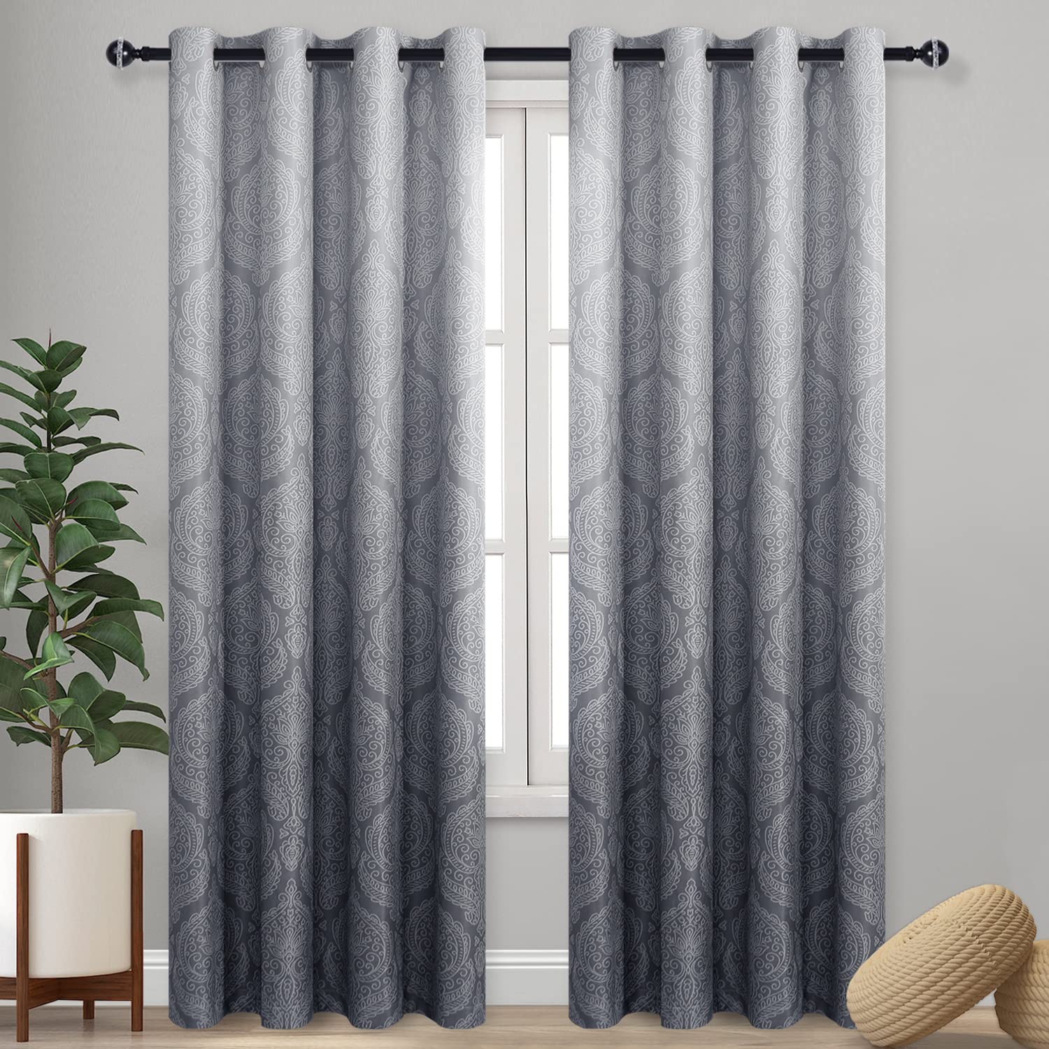 Cortinas Opacas Dwcn Con Estampado De Damasco Degradado, 132 X 244 Cm, 2 Paneles - Venta Internacional.