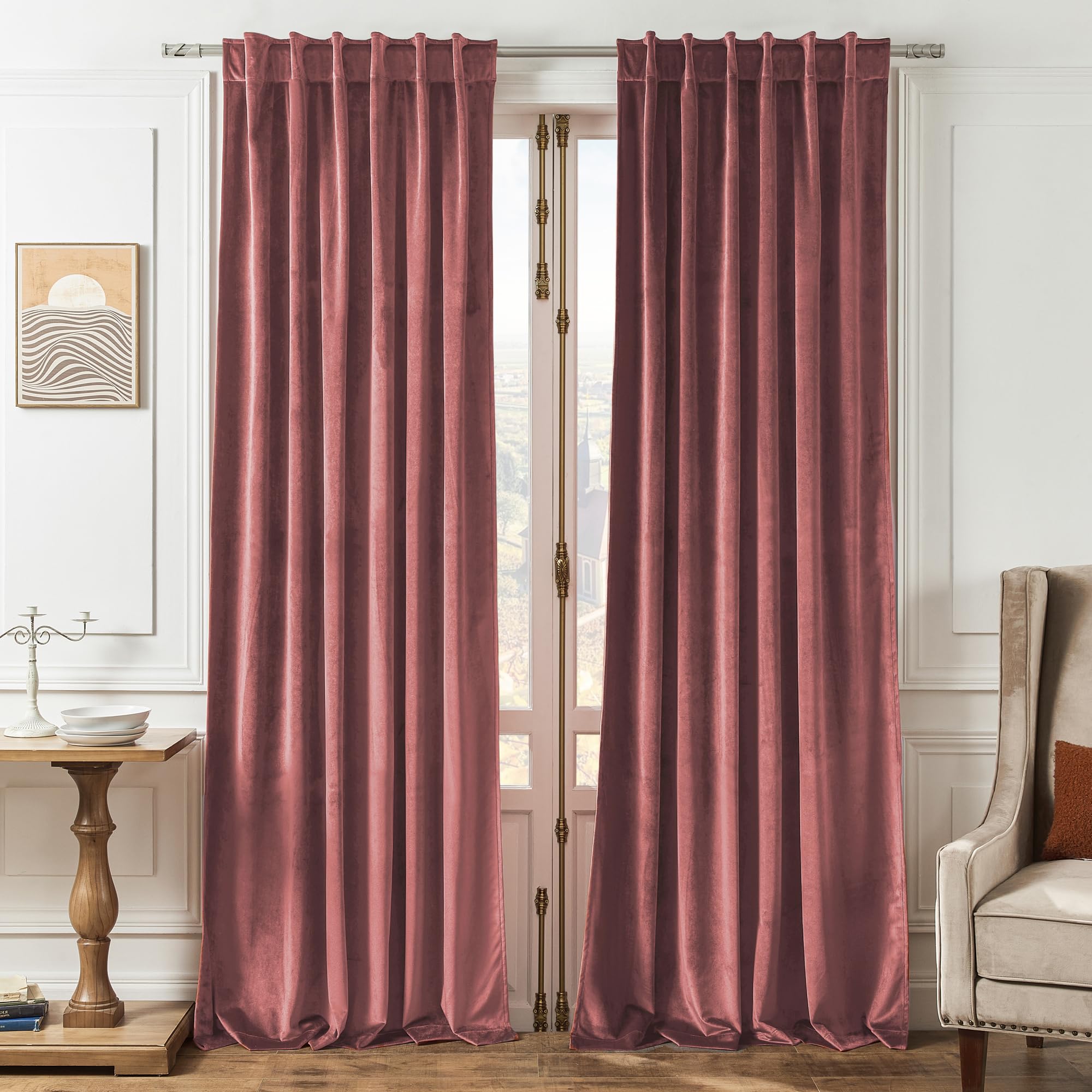 Foto 2 pulgar | Cortina Para Cortinas, Terciopelo, Rosa Salvaje, 274 Cm X 274 Cm - Venta Internacional.