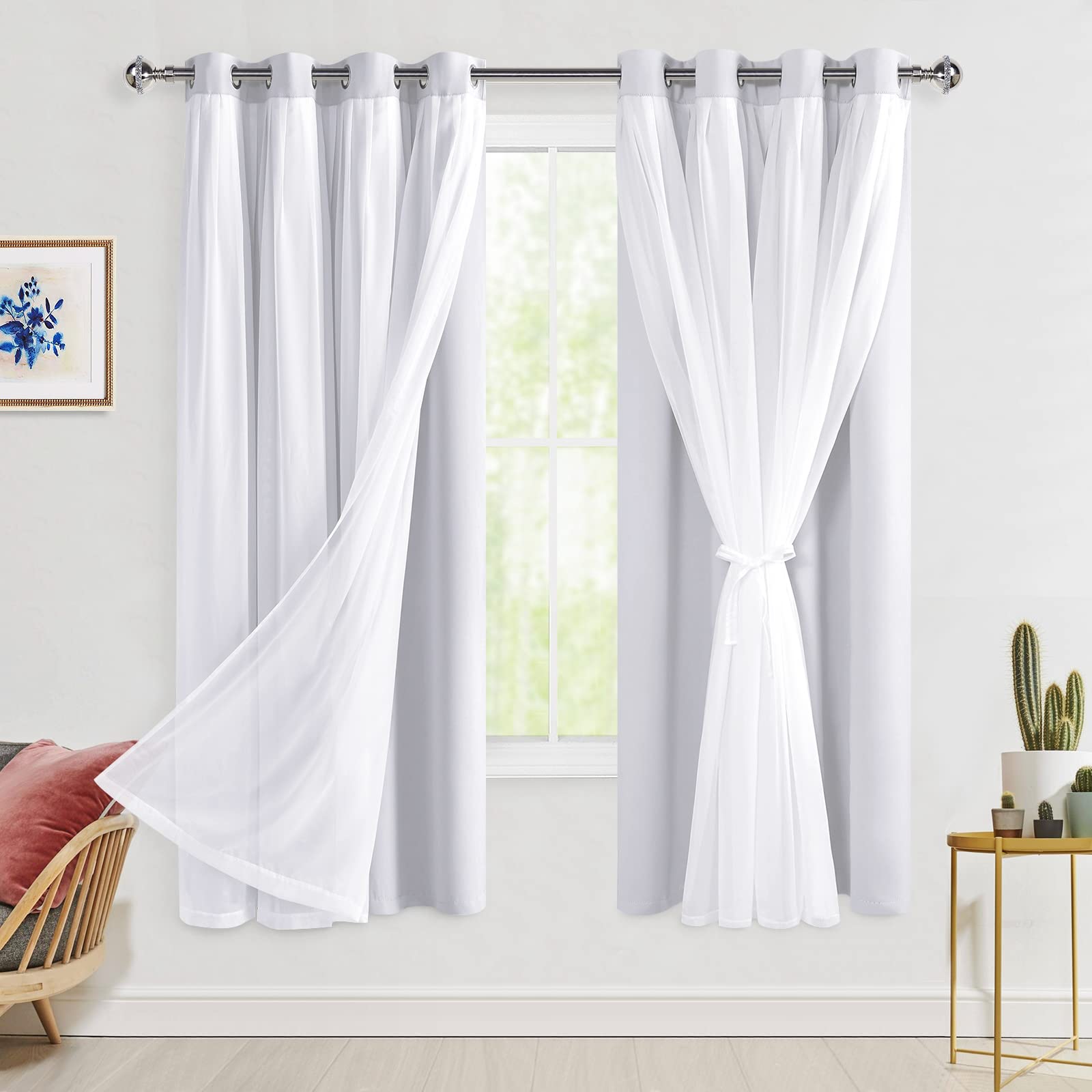 Foto 2 pulgar | Cortinas Hiasan Blancas Grisáceas con Revestimiento Transparente - Venta Internacional