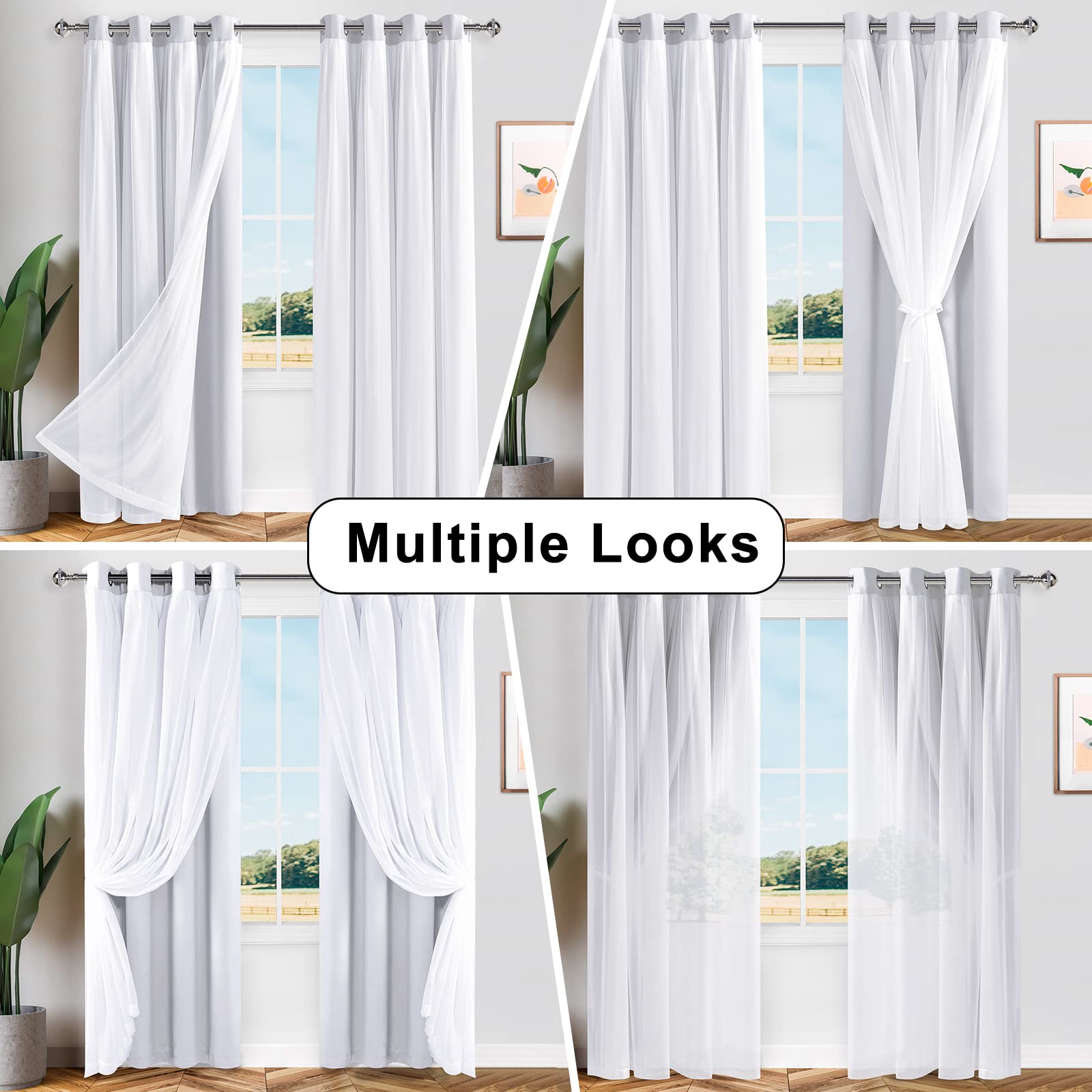 Foto 8 pulgar | Cortinas Hiasan Blancas Grisáceas con Revestimiento Transparente - Venta Internacional