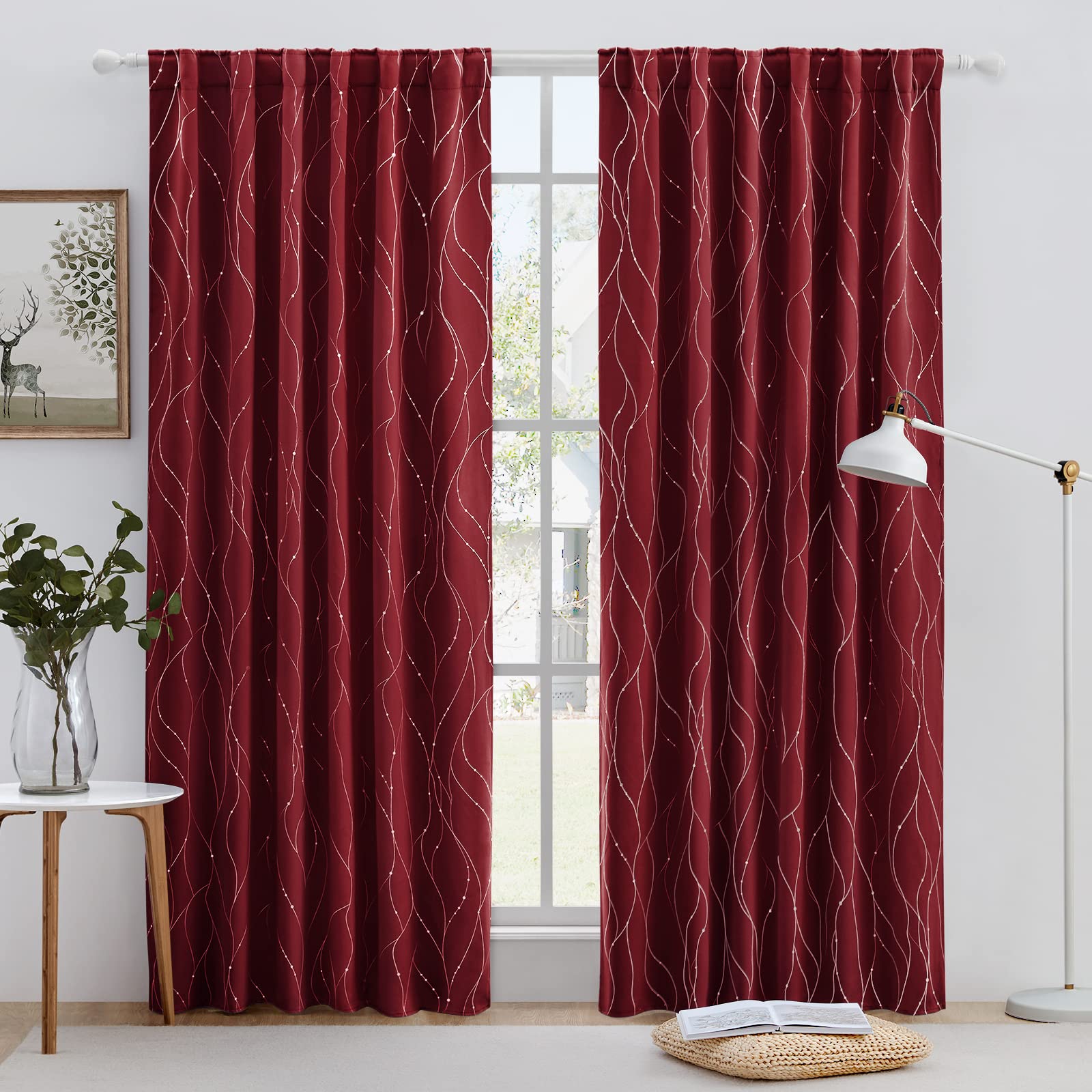 Foto 2 | Cortinas Homeideas Borgoña - Roja  2 Paneles - Venta Internacional