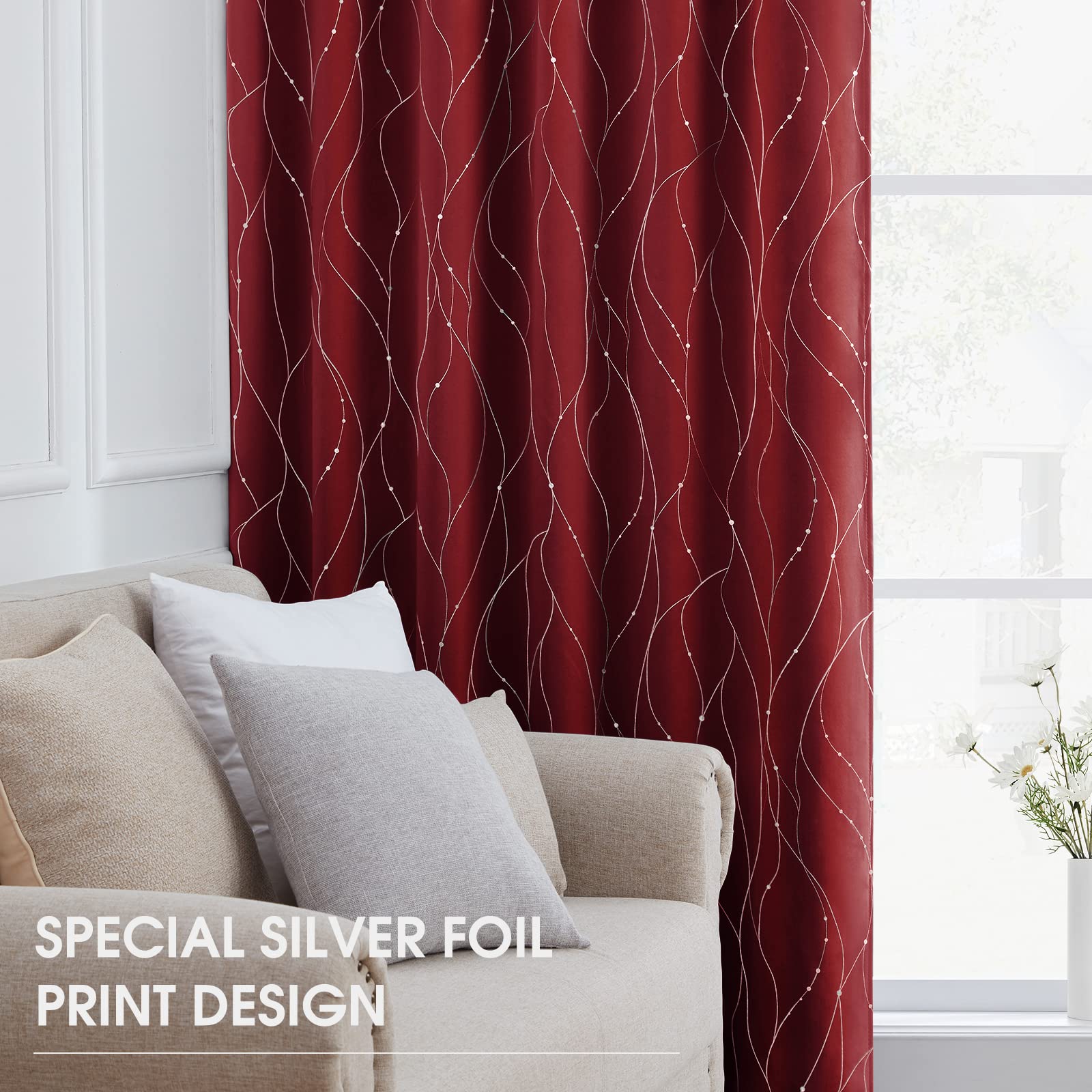 Foto 3 | Cortinas Homeideas Borgoña - Roja  2 Paneles - Venta Internacional
