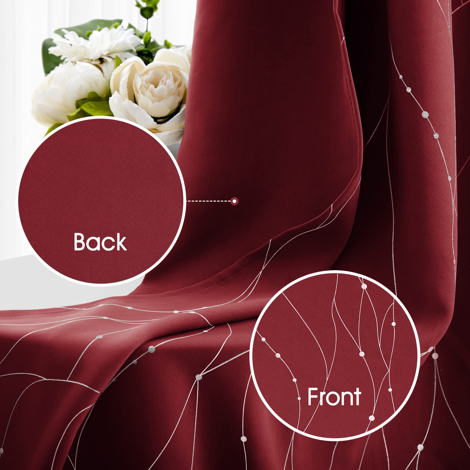 Foto 5 | Cortinas Homeideas Borgoña - Roja  2 Paneles - Venta Internacional