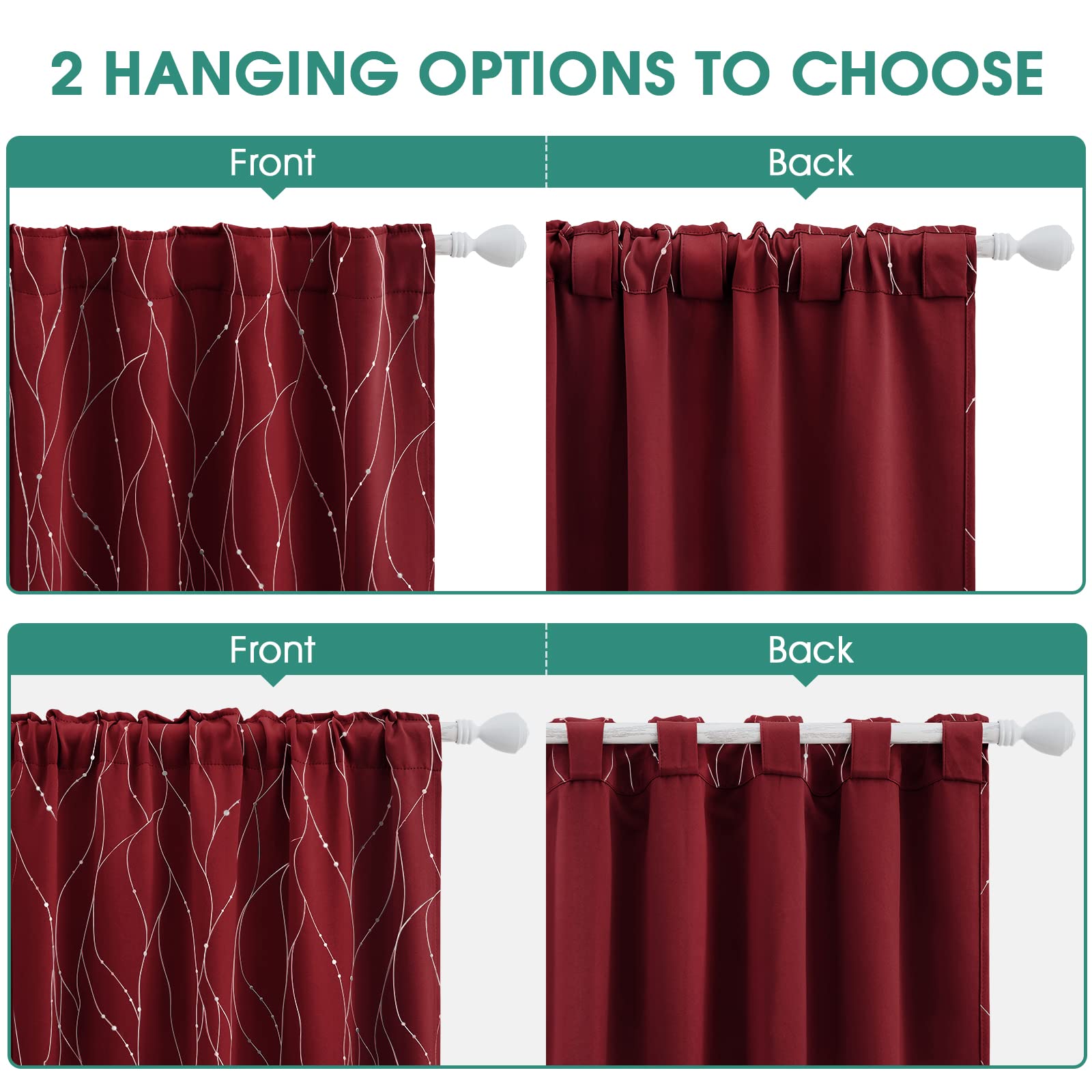 Foto 7 pulgar | Cortinas Homeideas Borgoña - Roja  2 Paneles - Venta Internacional