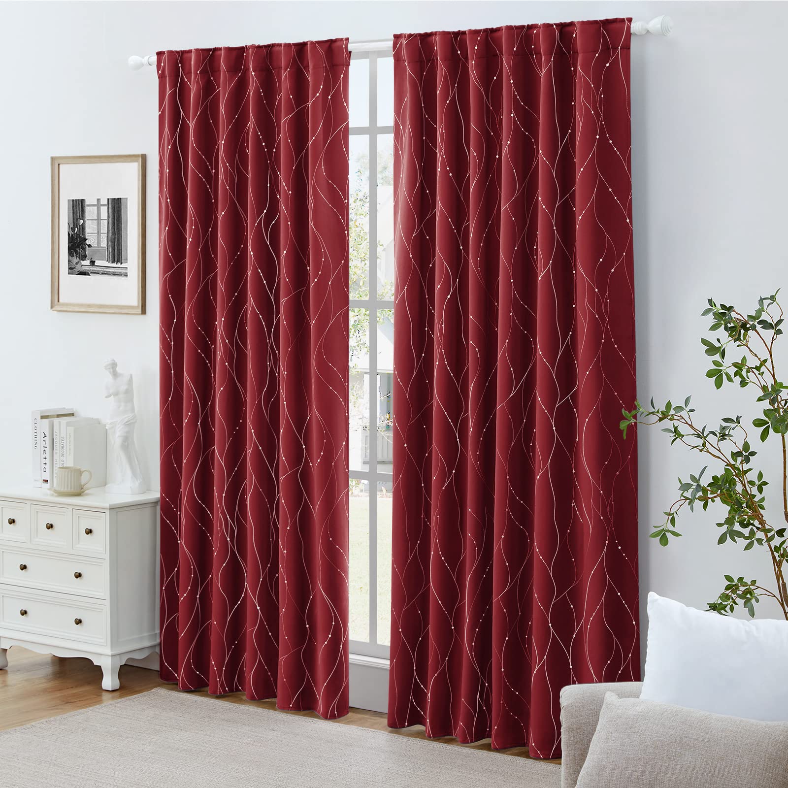 Foto 8 pulgar | Cortinas Homeideas Borgoña - Roja  2 Paneles - Venta Internacional