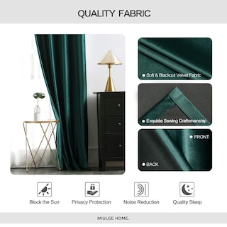 Foto 3 | Cortinas Miulee de Terciopelo Verde Oscuro 132 X 183 Cm 2 Paneles - Venta Internacional