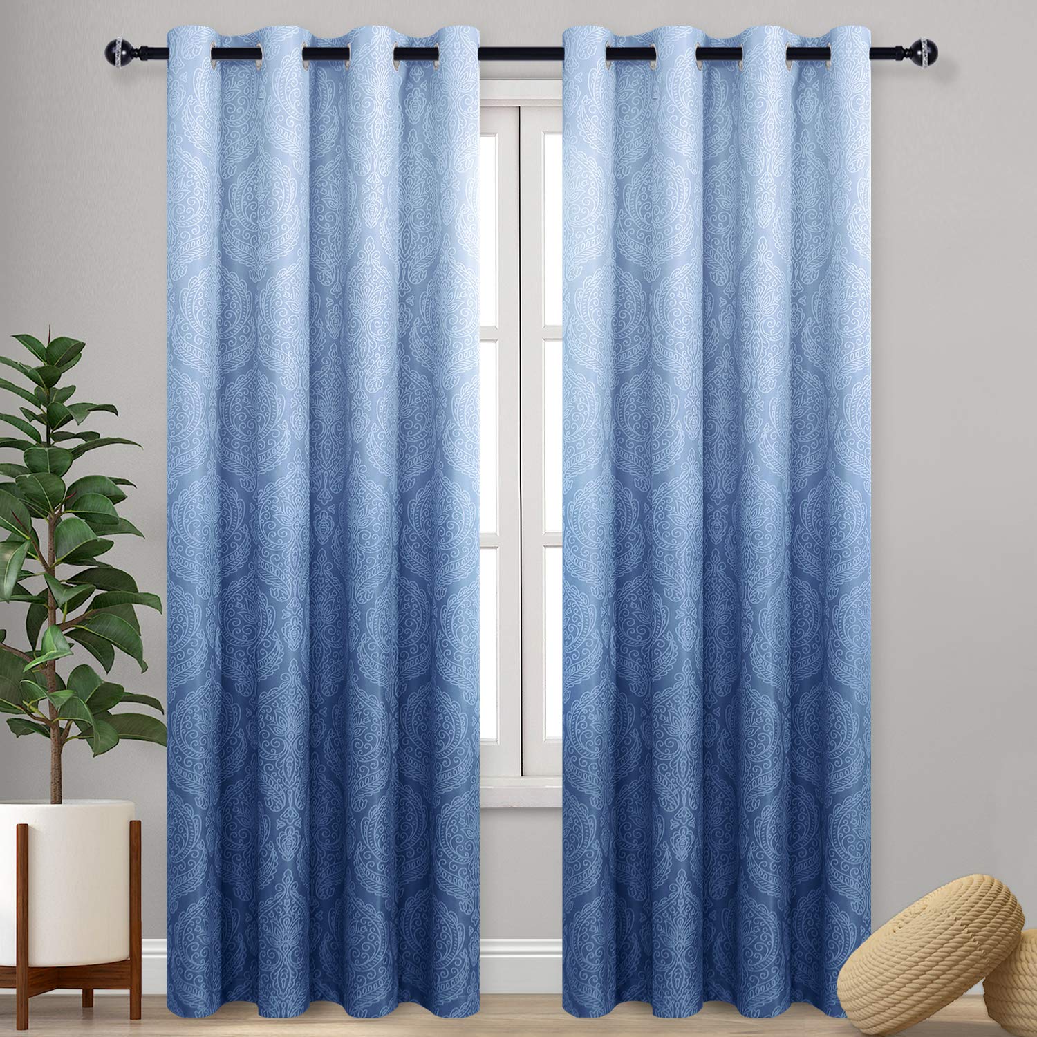 Cortinas Dwcn con Estampado de Damasco Degradado 132 X 244 cm 2 Paneles - Venta Internacional