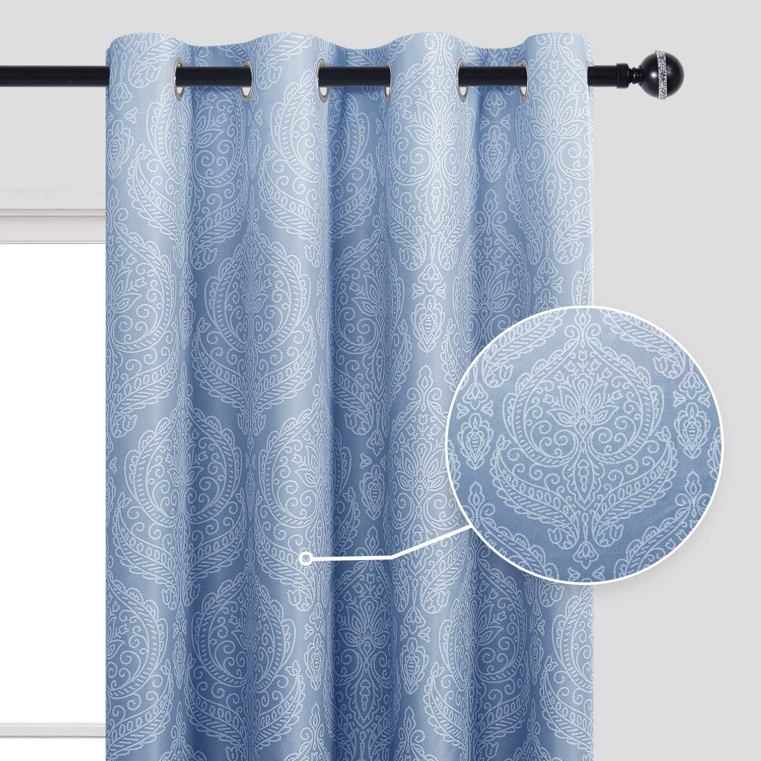 Foto 3 pulgar | Cortinas Dwcn con Estampado de Damasco Degradado 132 X 244 cm 2 Paneles - Venta Internacional