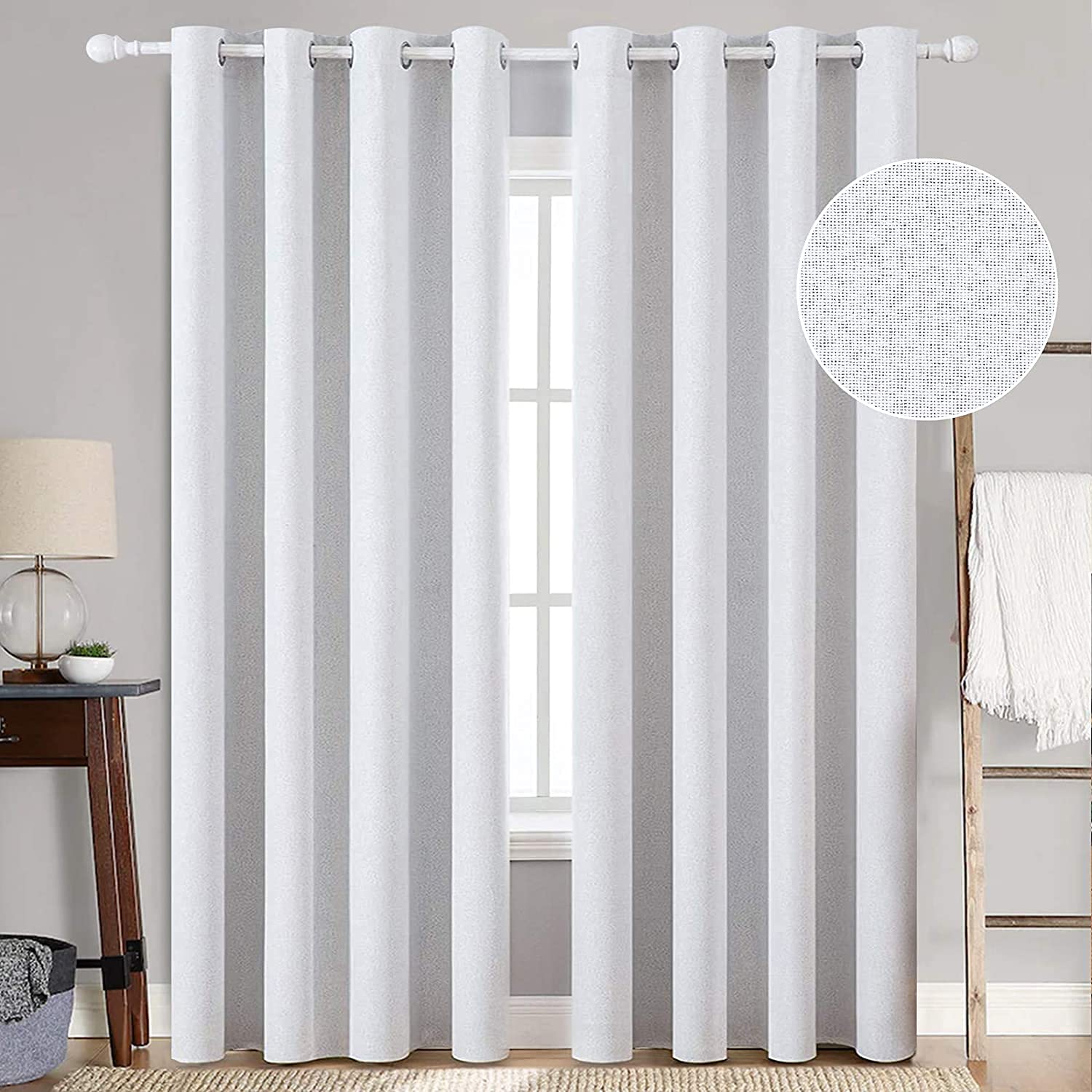 Foto 2 pulgar | Cortinas Miulee de Lino Texturizado Blanco - Venta Internacional