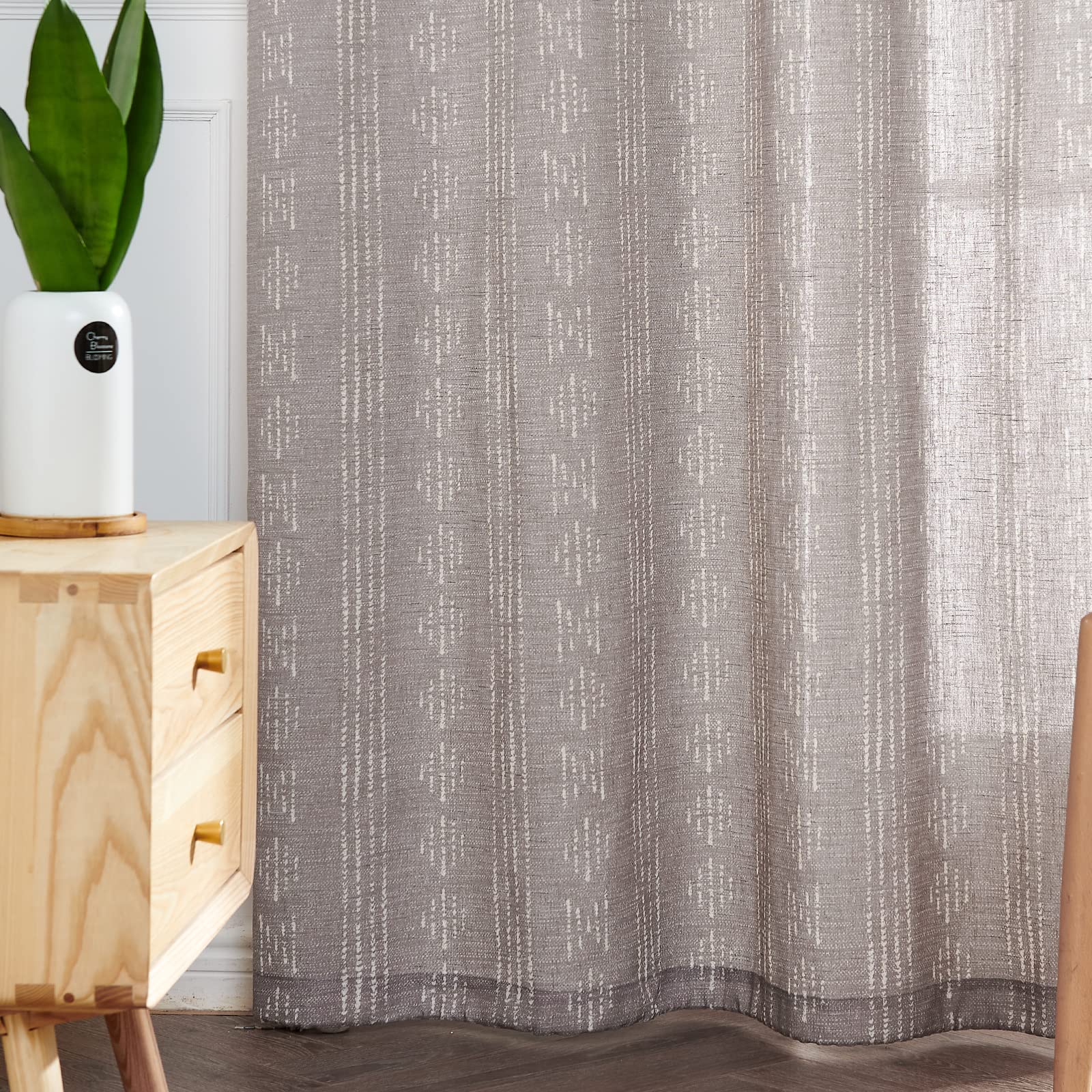 Foto 7 pulgar | Cortinas Jinchan Boho Gris en Mezcla de Lino para Sala de Estar - Venta Internacional