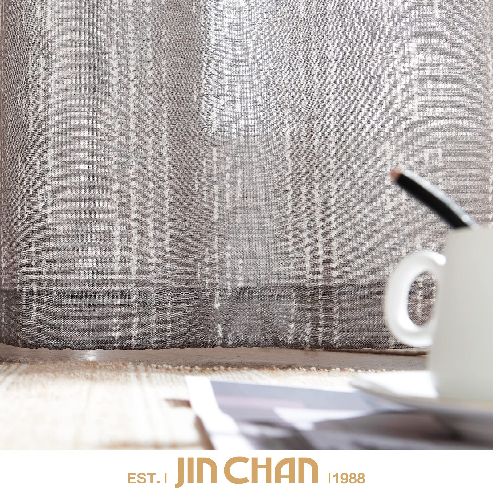 Foto 7 | Cortinas Jinchan Boho Gris en Mezcla de Lino para Sala de Estar - Venta Internacional
