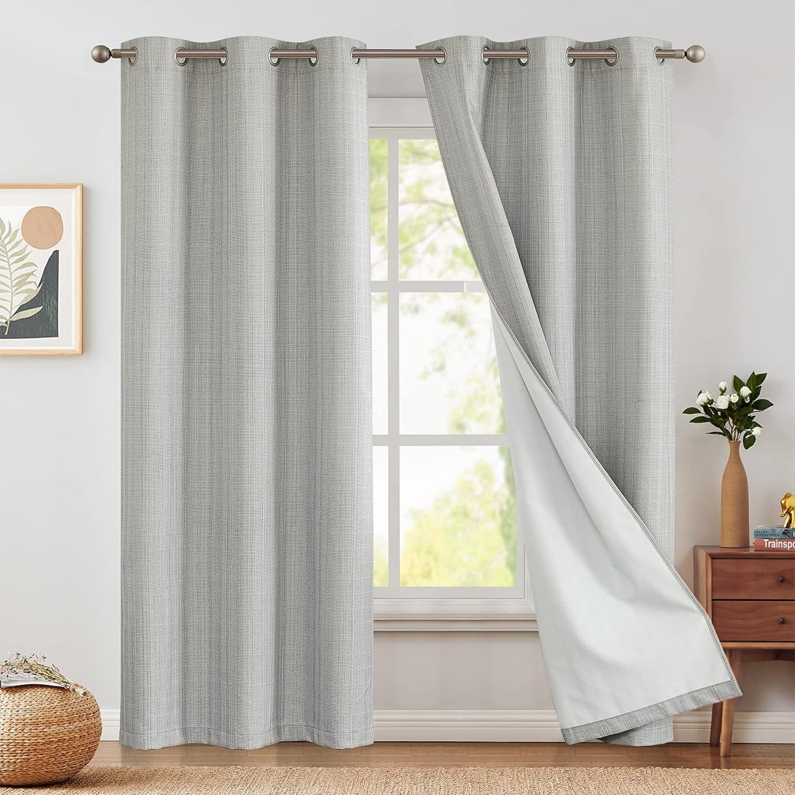 Foto 2 pulgar | Cortinas Jinchan 100% Opacas Gris 214 cm de Largo - Venta Internacional