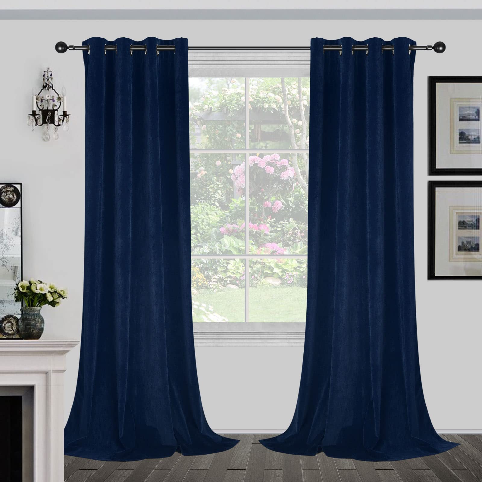 Foto 2 pulgar | Cortinas Joydeco de Terciopelo Azul Real 213 x 213 cm 80% -90% Opacas - Venta Internacional