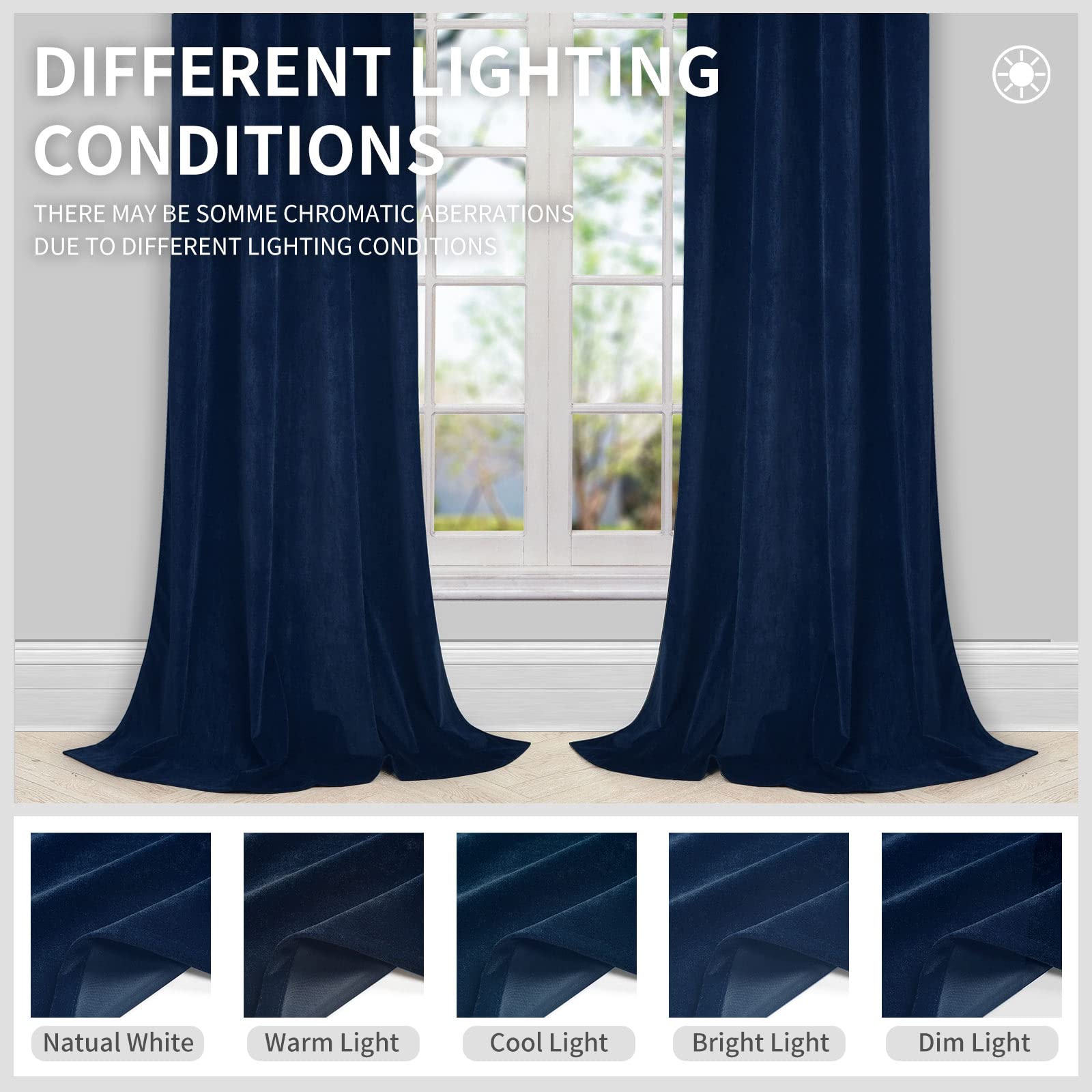 Foto 5 | Cortinas Joydeco de Terciopelo Azul Real 213 x 213 cm 80% -90% Opacas - Venta Internacional