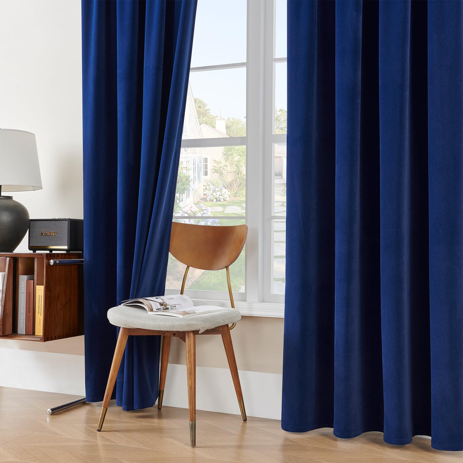 Foto 7 | Cortinas Joydeco de Terciopelo Azul Real 213 x 213 cm 80% -90% Opacas - Venta Internacional