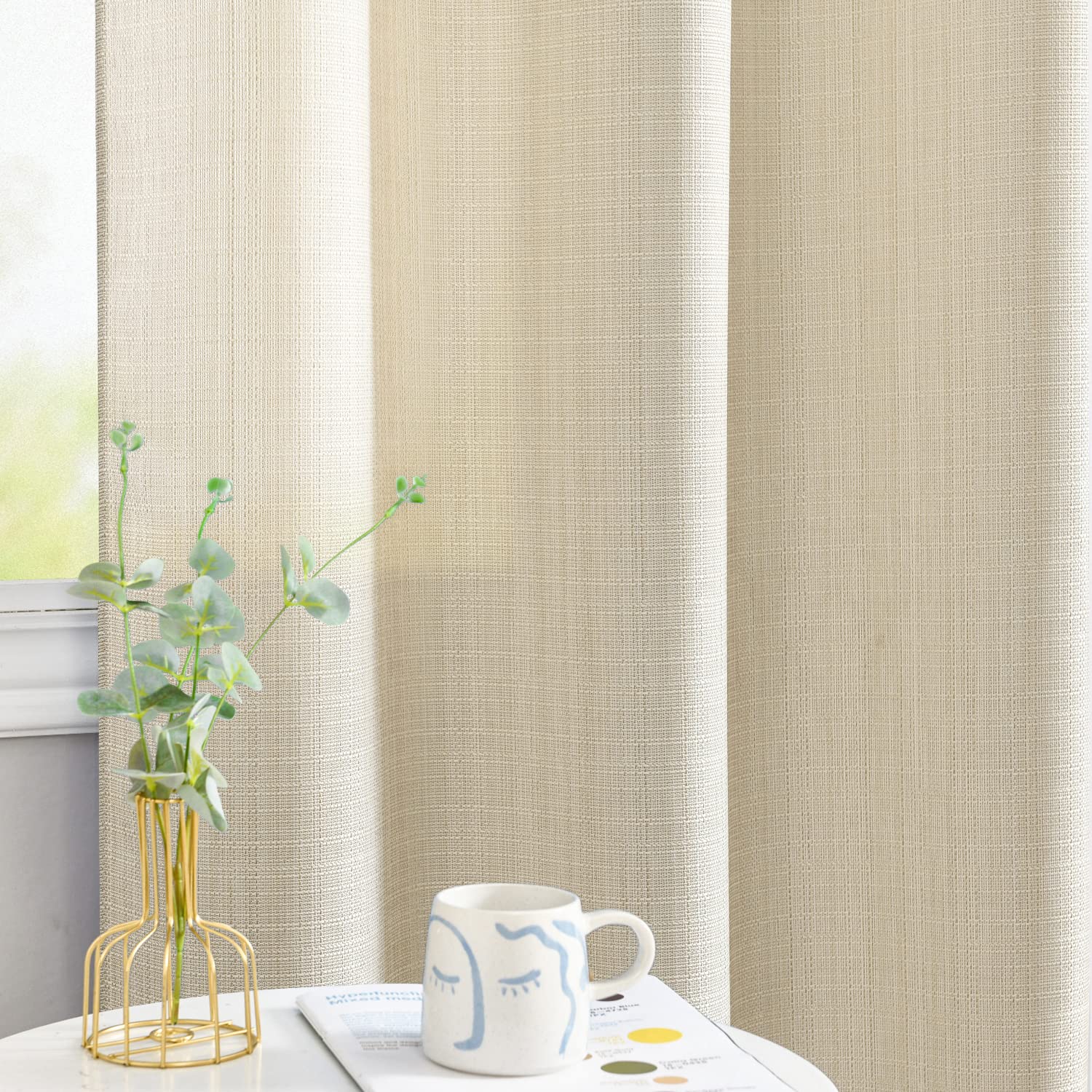 Foto 5 pulgar | Cortinas Jinchan de Lino Beige - Venta Internacional