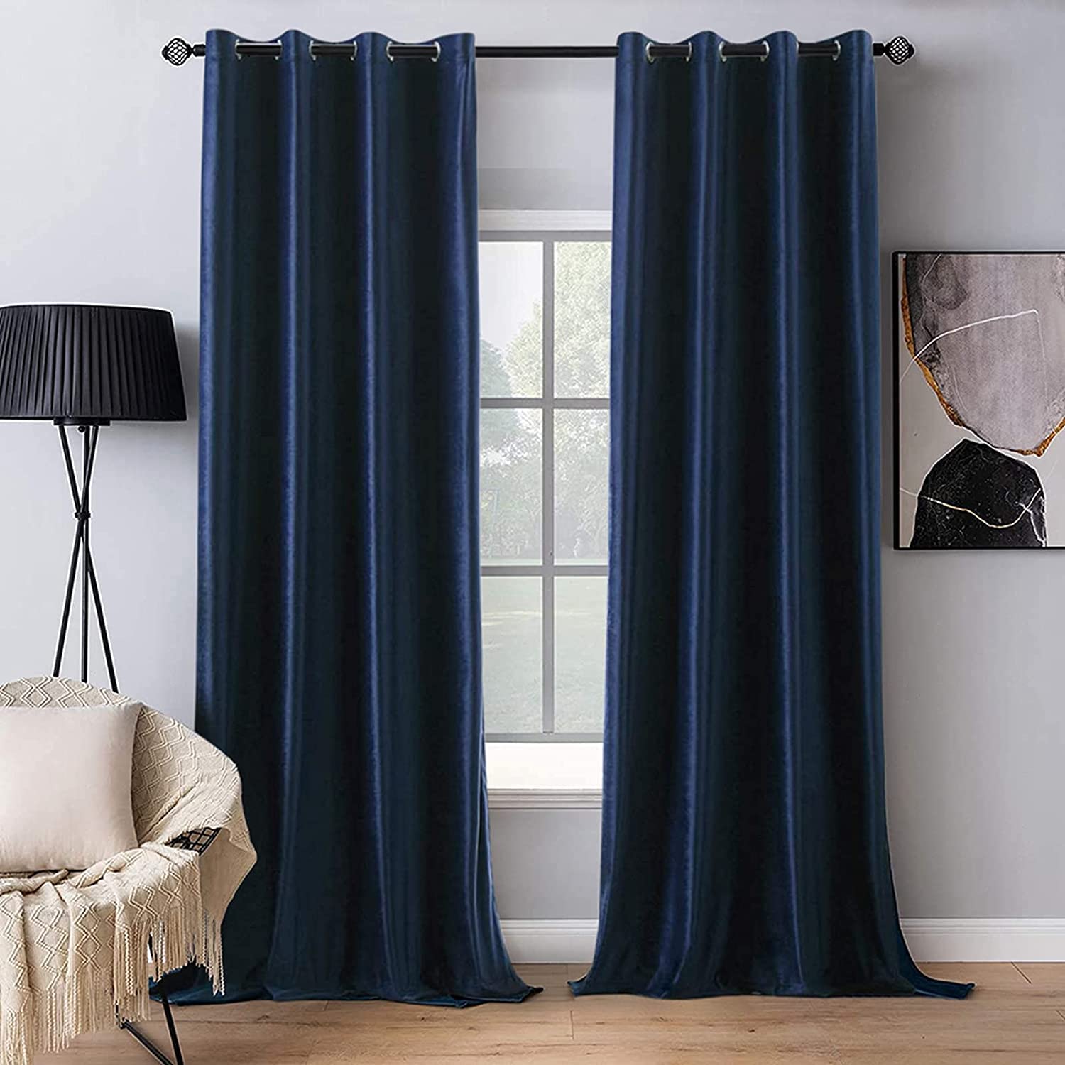 Foto 2 pulgar | Cortinas Miulee Blackout Velvet 2 Paneles Azul Marino - Venta Internacional