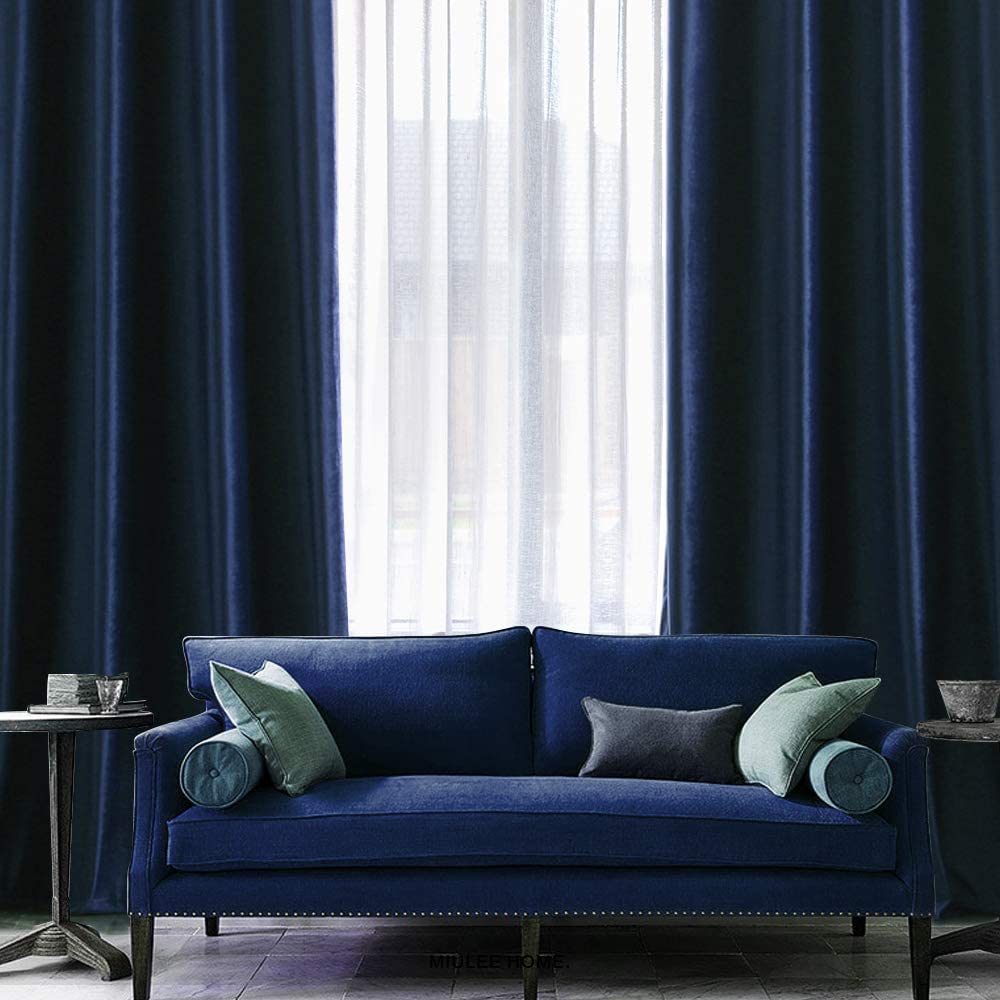 Foto 5 | Cortinas Miulee Blackout Velvet 2 Paneles Azul Marino - Venta Internacional